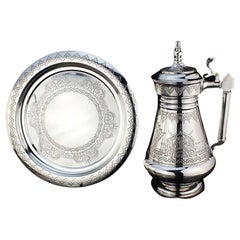 Antique Russian Silver Ewer and Tray
