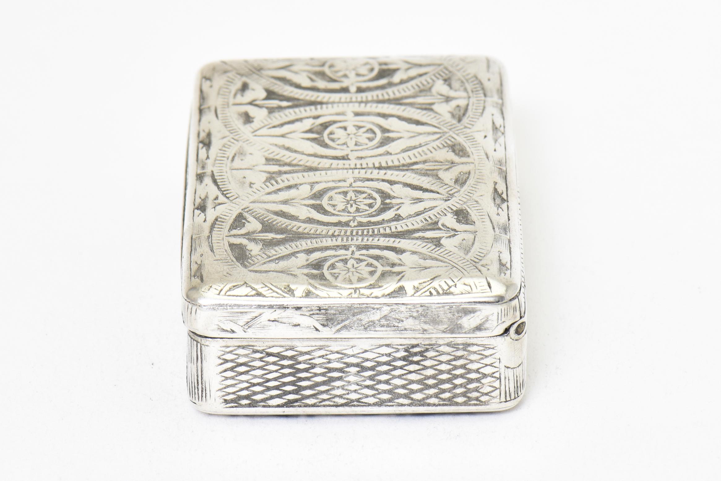 Mid-19th Century Antique Russian Silver Floral Niello Snuff Pill Trinket Box Dated 1836 Moscow