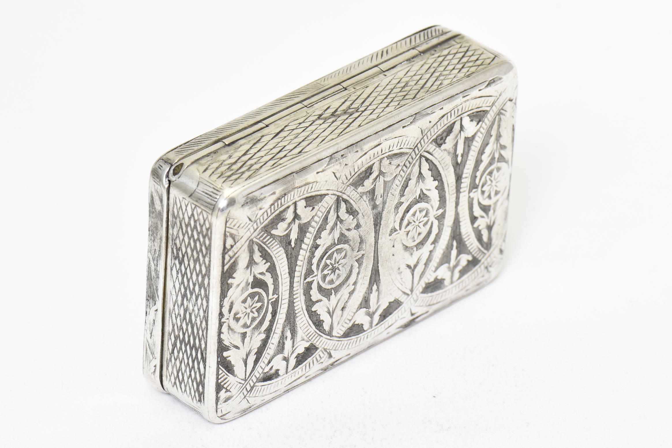 Antique Russian Silver Floral Niello Snuff Pill Trinket Box Dated 1836 Moscow 1