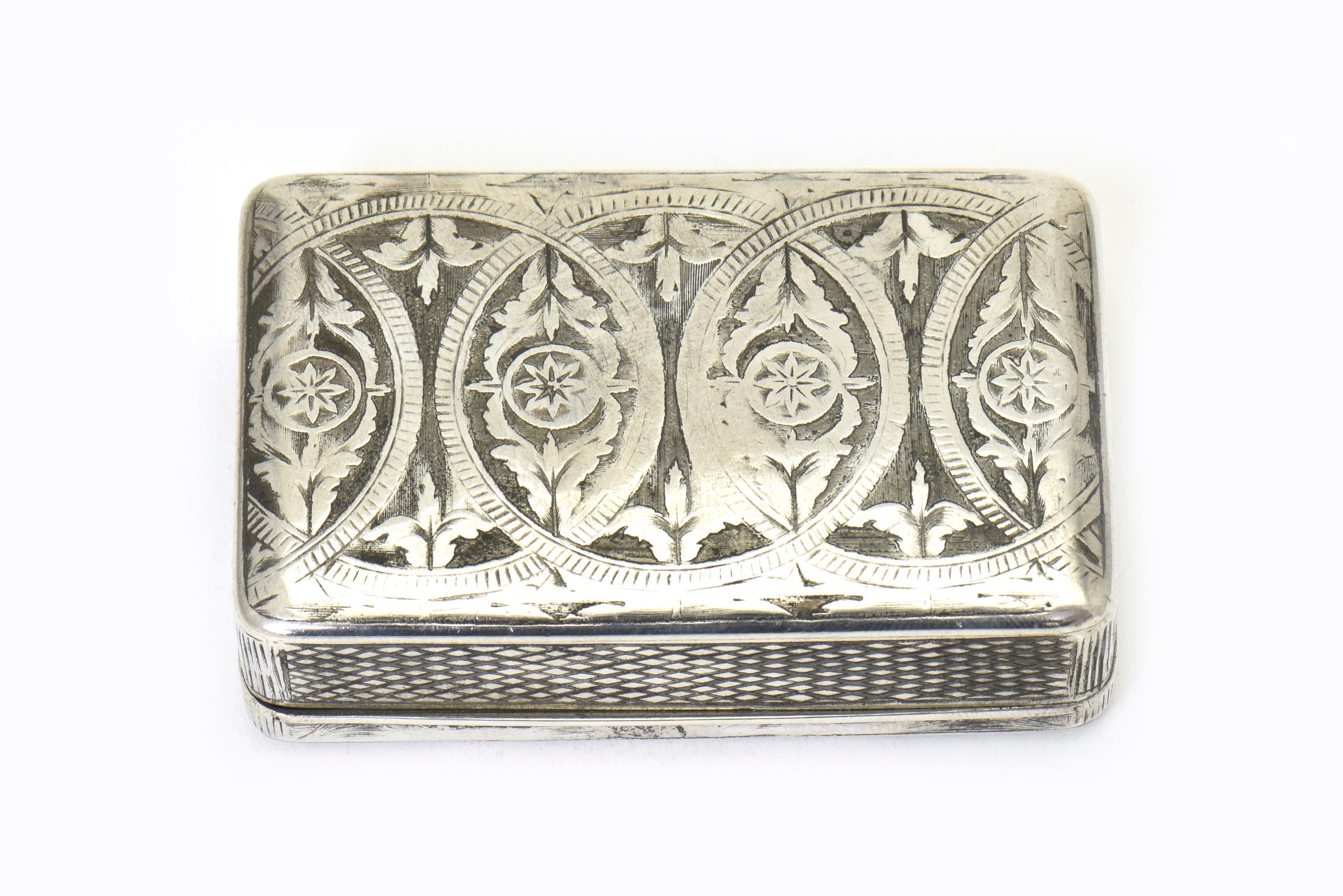 Antique Russian Silver Floral Niello Snuff Pill Trinket Box Dated 1836 Moscow 2