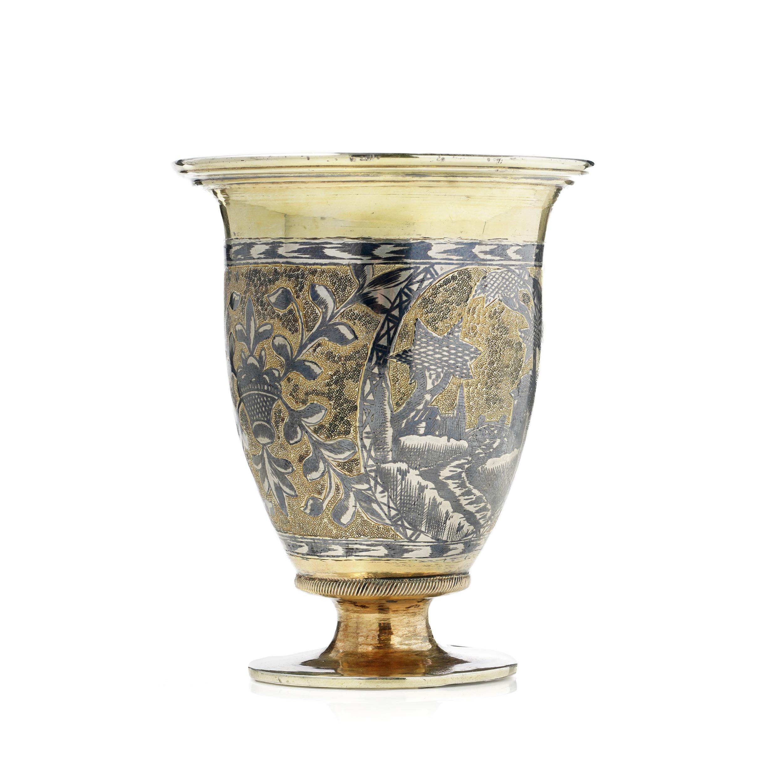 Antico bicchiere russo in argento dorato e Niello, San Pietroburgo, 1835 in vendita 2