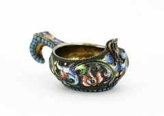 Russische Silber-Vergoldung & Cloisonné-Email-Miniatur Kovsh:: Moskau:: um 1896