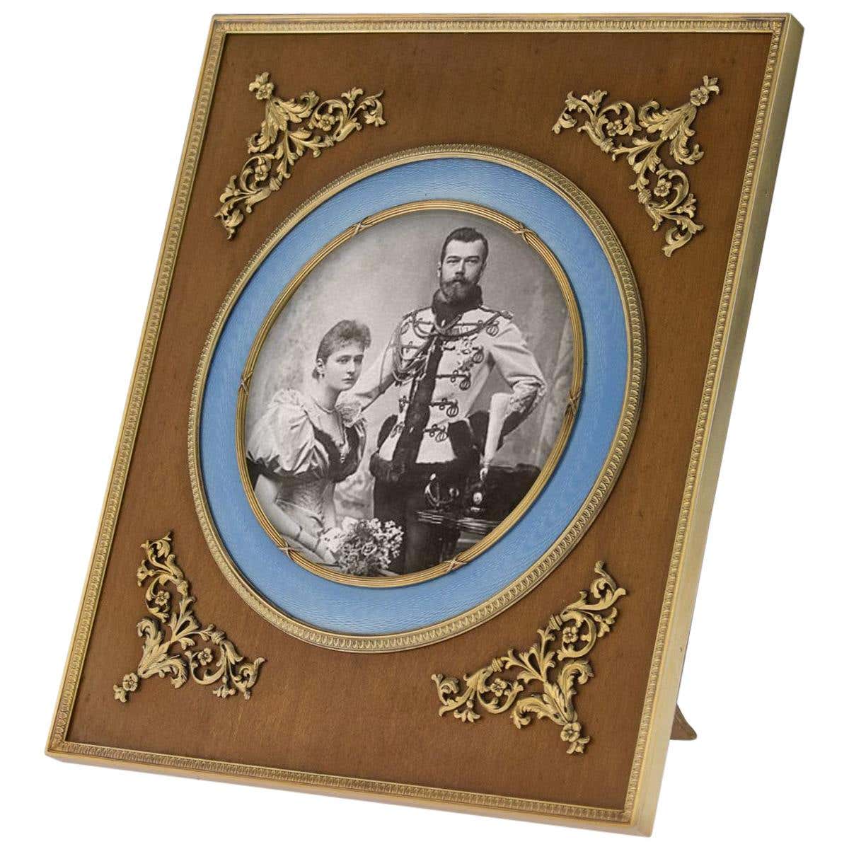Russia Style Frame Antique Russian Silver-Gilt, Enamel and Wood Photo Frame, 3rd Artel ...
