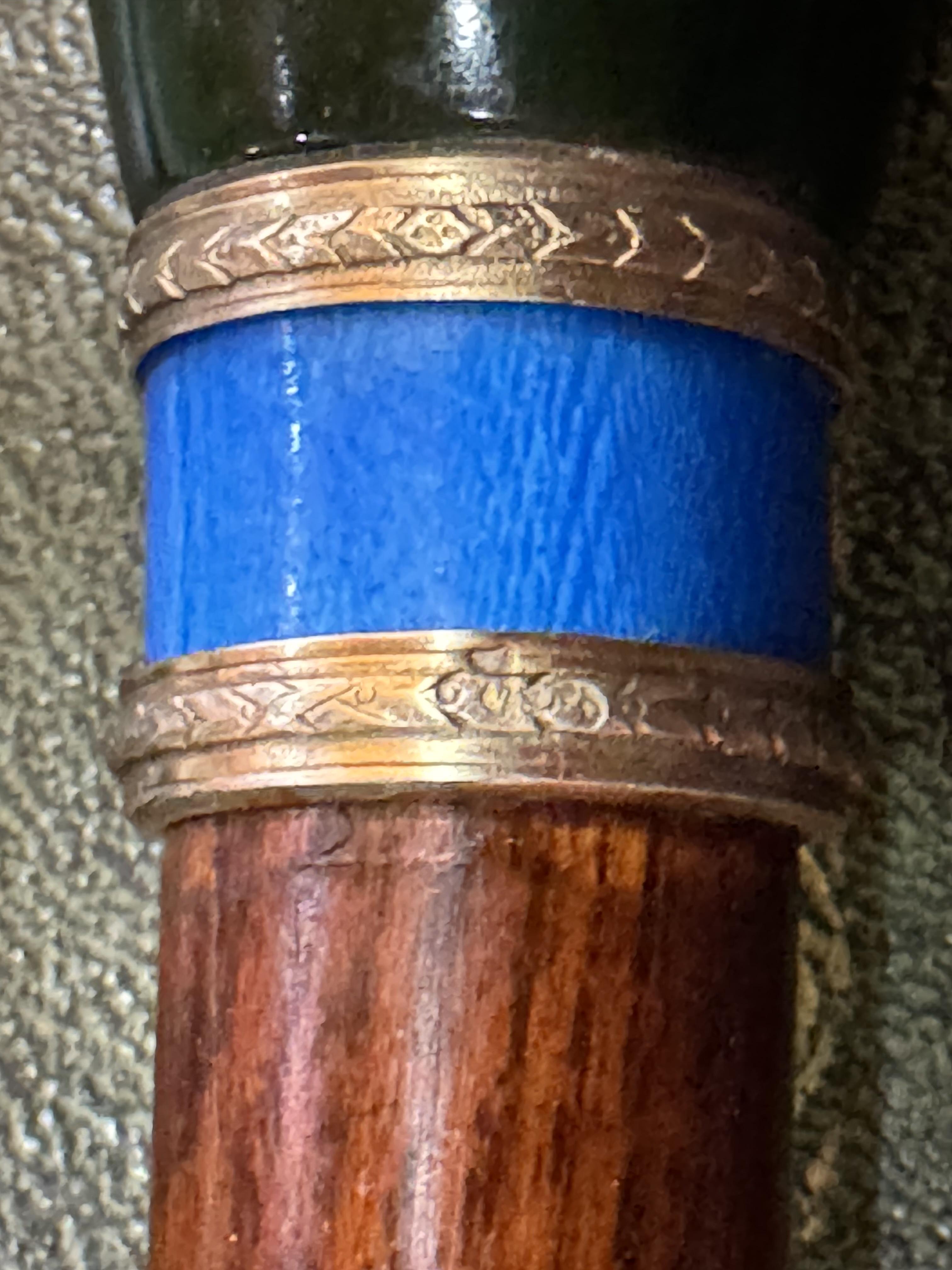 Antique Russian Silver Gilt & Jade Enamel Walking Stick Cane 19th Century 6