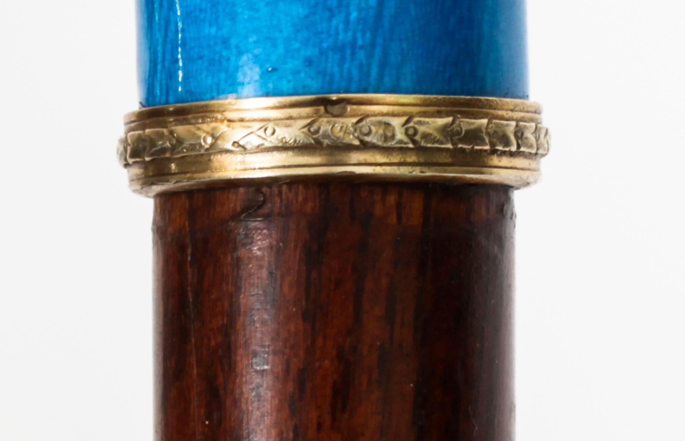Antique Russian Silver Gilt & Jade Enamel Walking Stick Cane 19th Century 4
