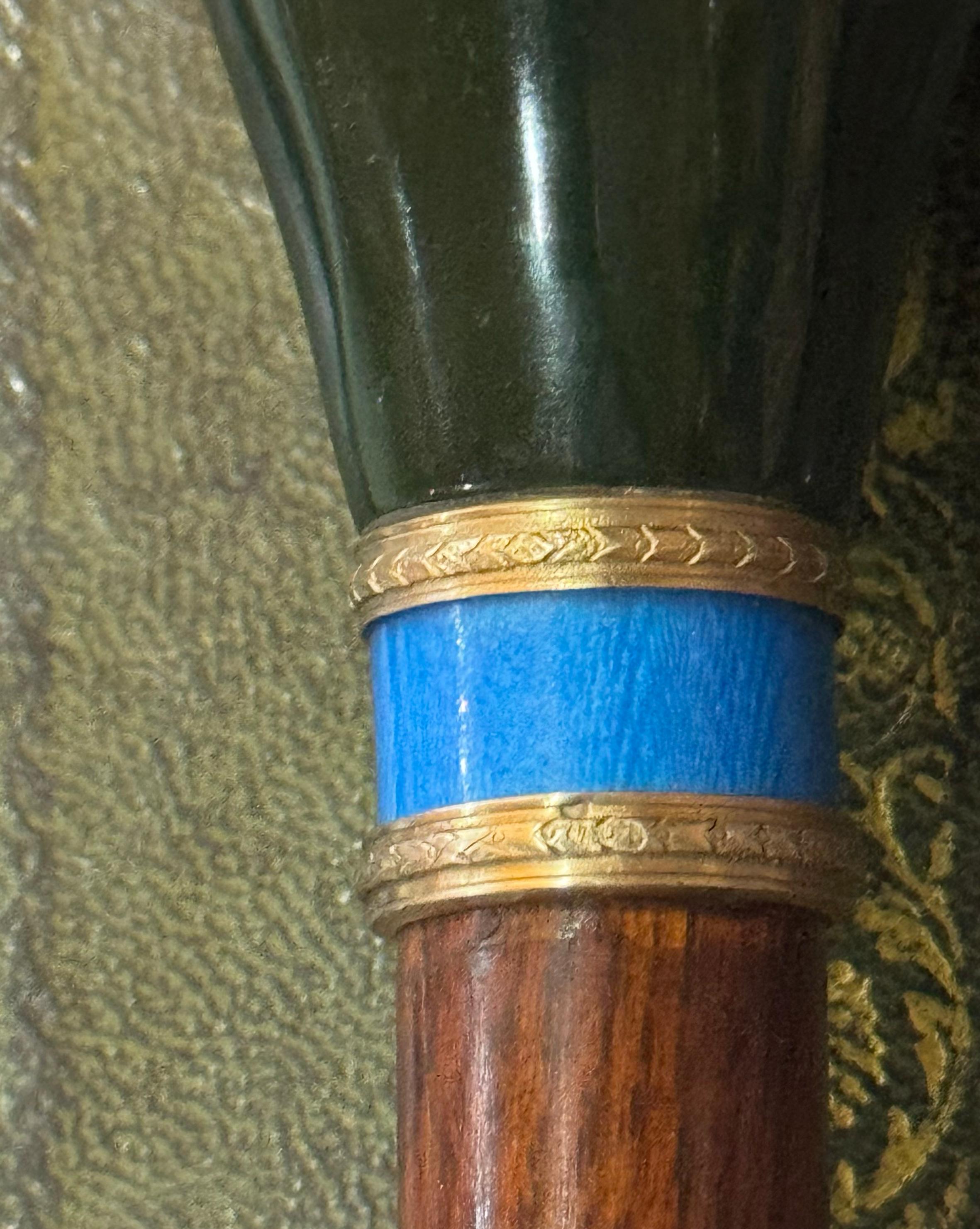 Antique Russian Silver Gilt & Jade Enamel Walking Stick Cane 19th Century 5