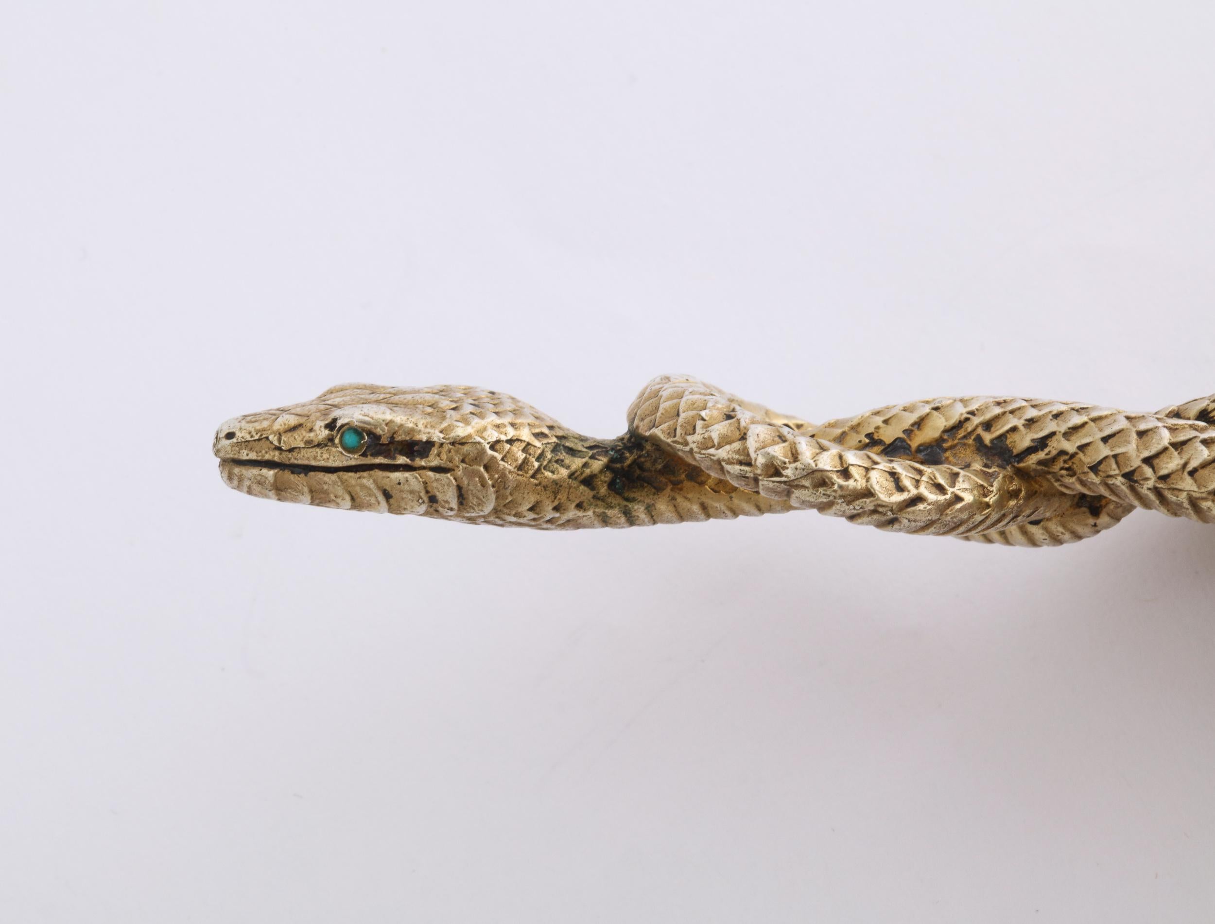 Antique Russian Silver-Gilt Mounted Snake Handled Nephrite Jade Letter Opener 1