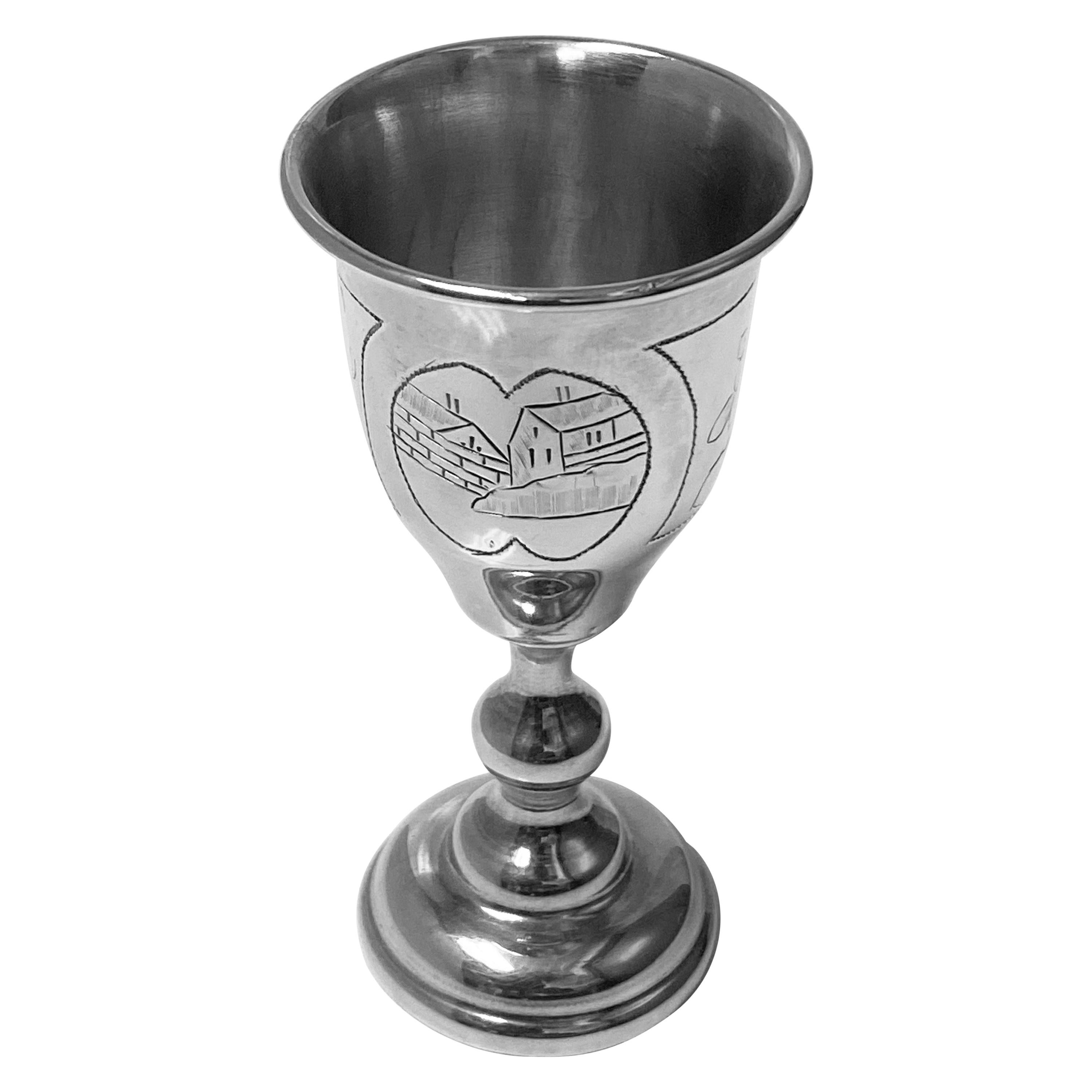 NEW Solid Silver Sterling 925 Kiddush Cup Wine Goblet Becher Judaica Shabbat 