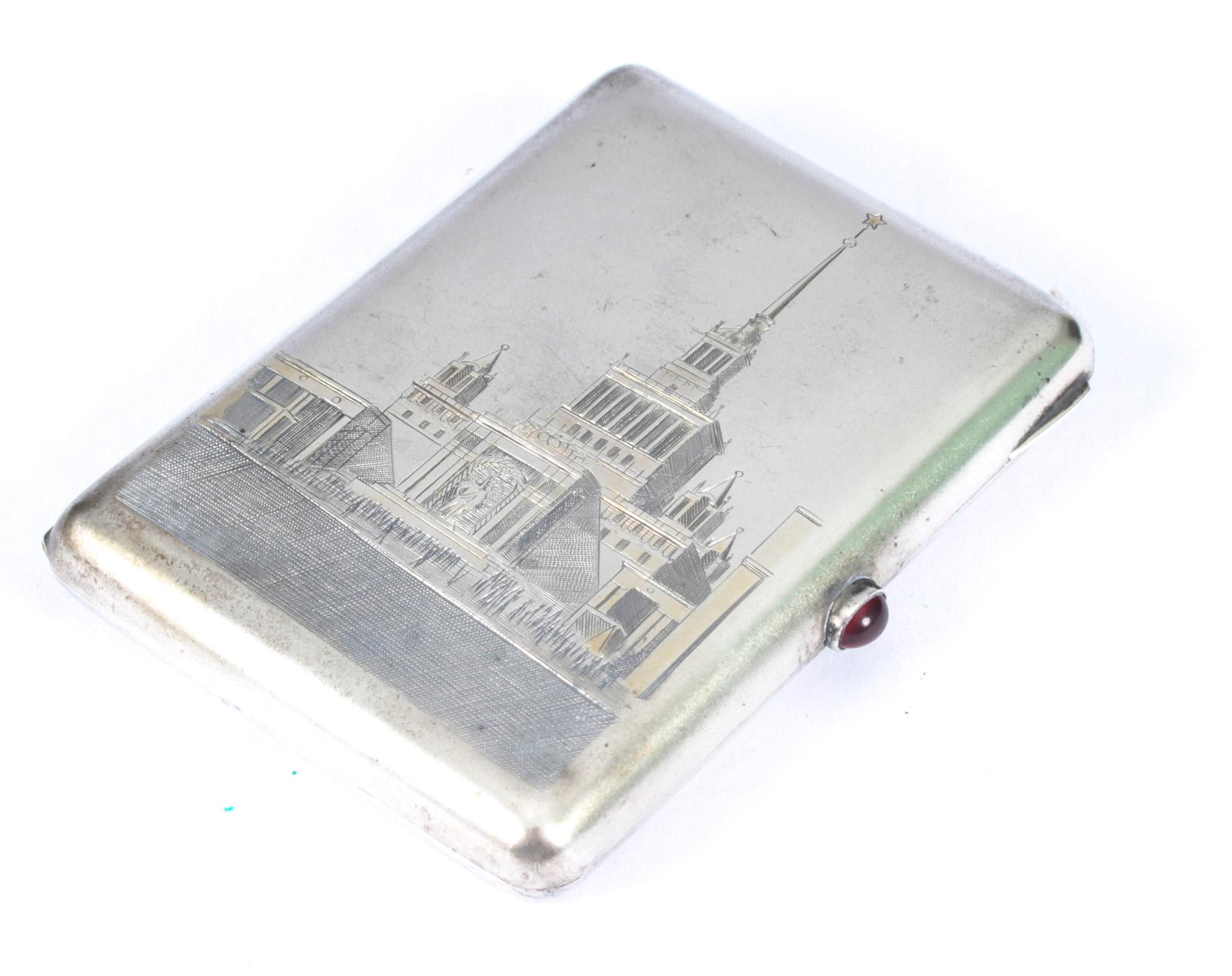 Antique Russian Silver & Niello Cigarette Case, Mid 20th Century 7