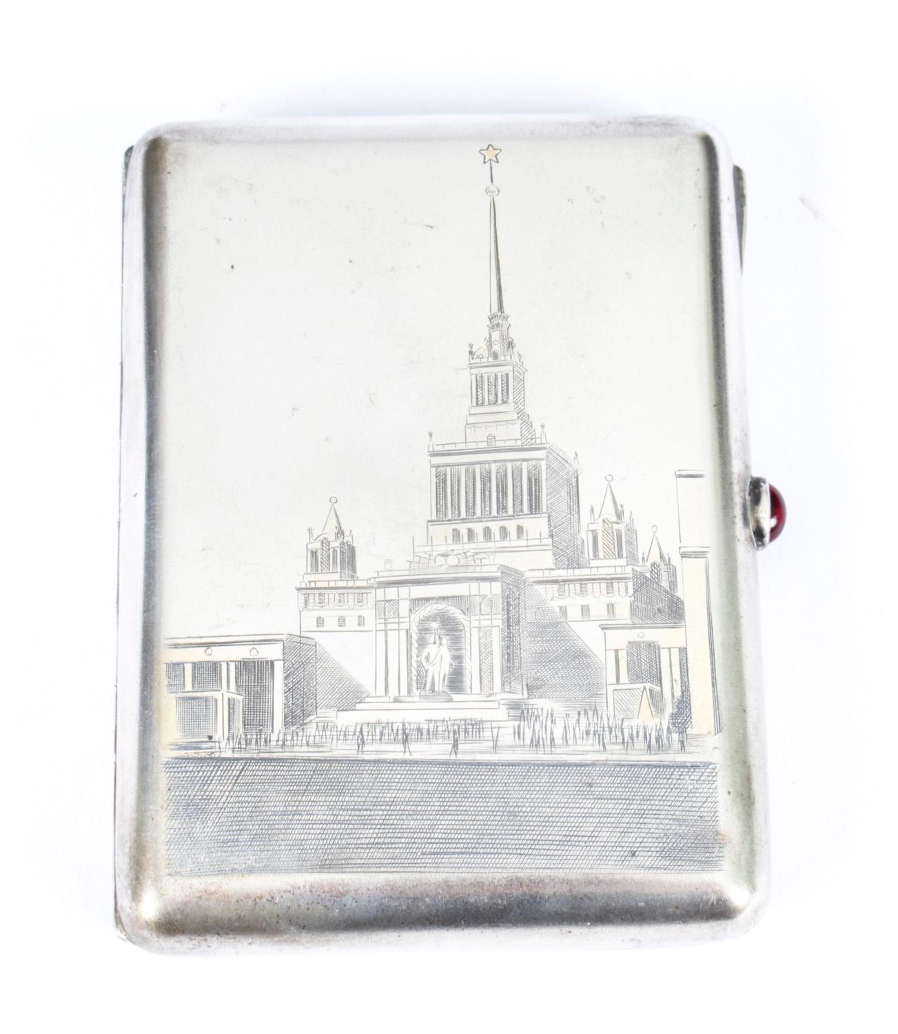 Antique Russian Silver & Niello Cigarette Case, Mid 20th Century 3