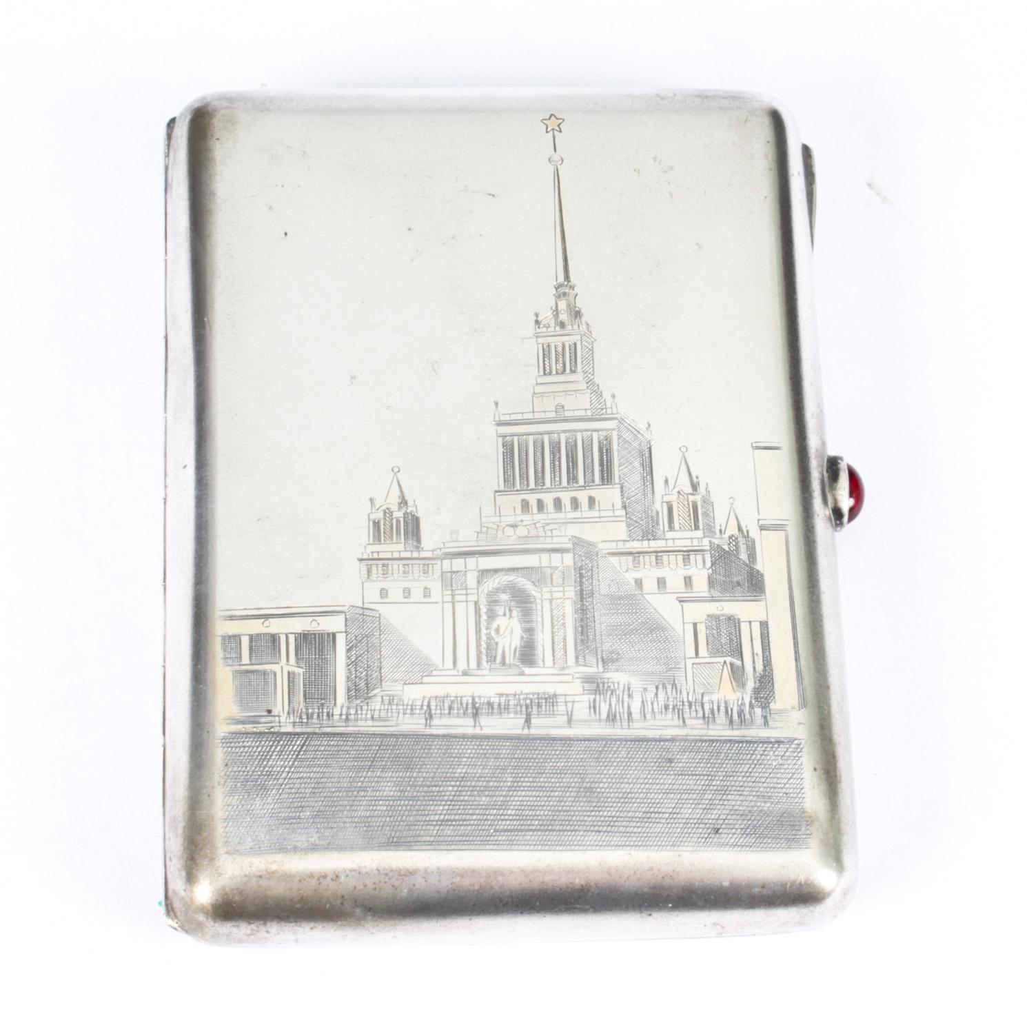 Antique Russian Silver & Niello Cigarette Case, Mid 20th Century 4