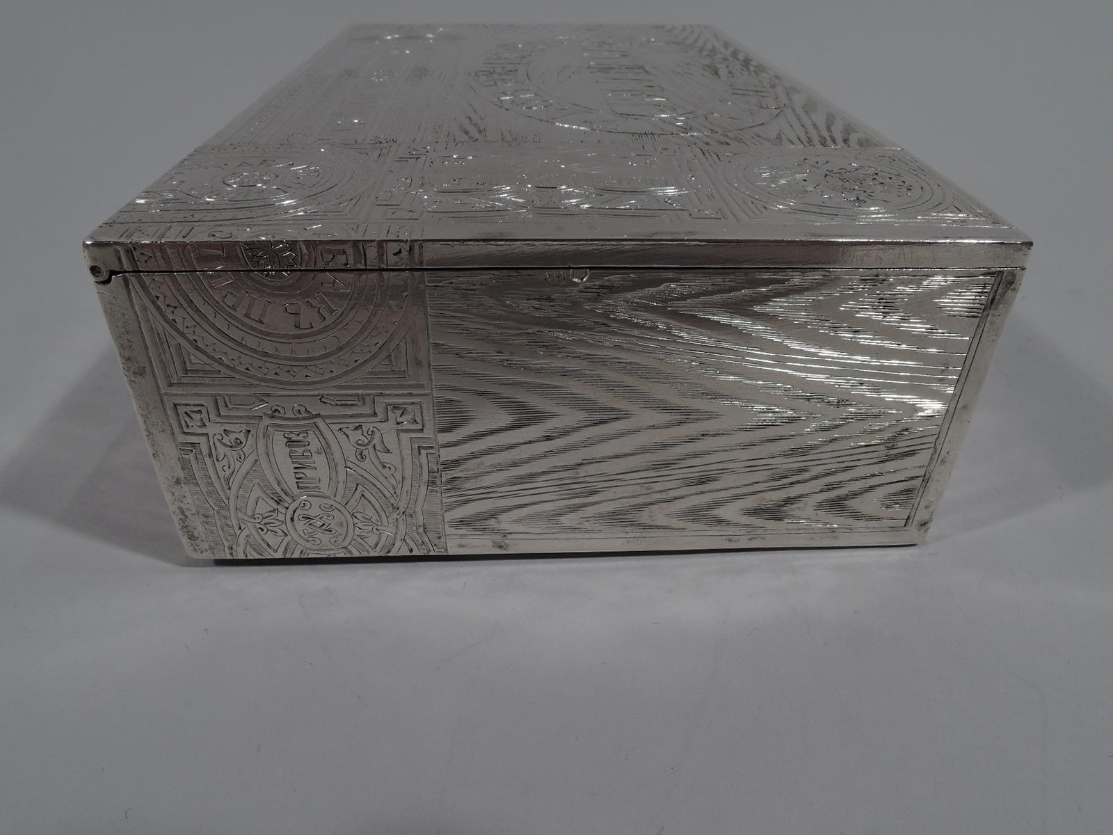 Antique Russian Silver Novelty Trompe-l’Oeil Box for Cuban Cigars In Excellent Condition In New York, NY