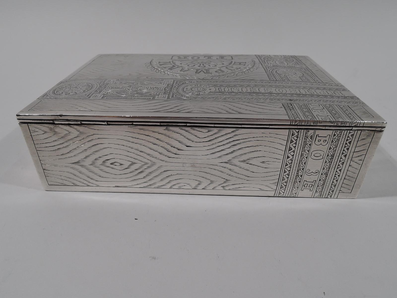 Antique Russian Silver Novelty Trompe-l’Oeil Box for Cuban Cigars In Excellent Condition In New York, NY