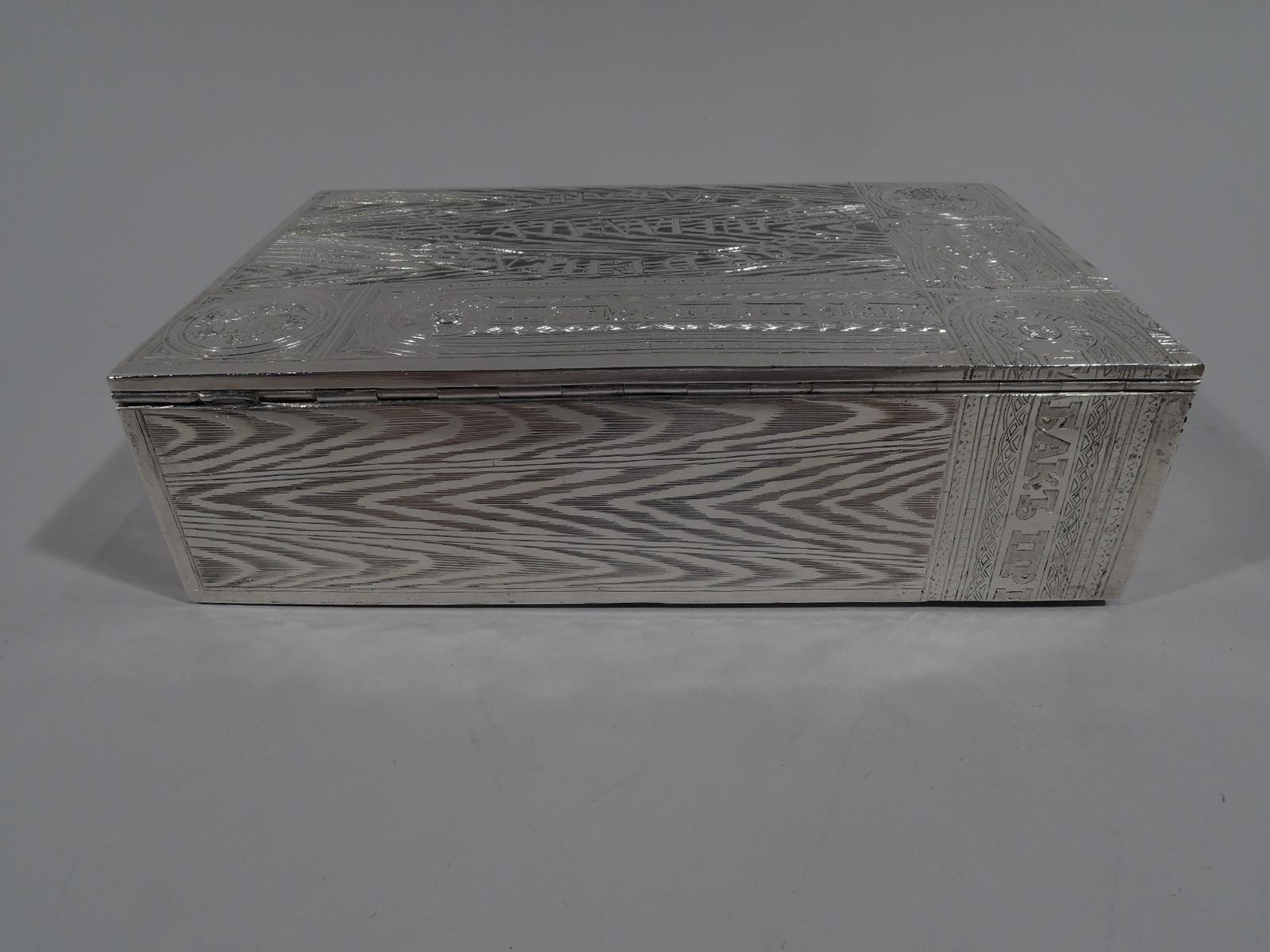 20th Century Antique Russian Silver Novelty Trompe-l’Oeil Box for Cuban Cigars