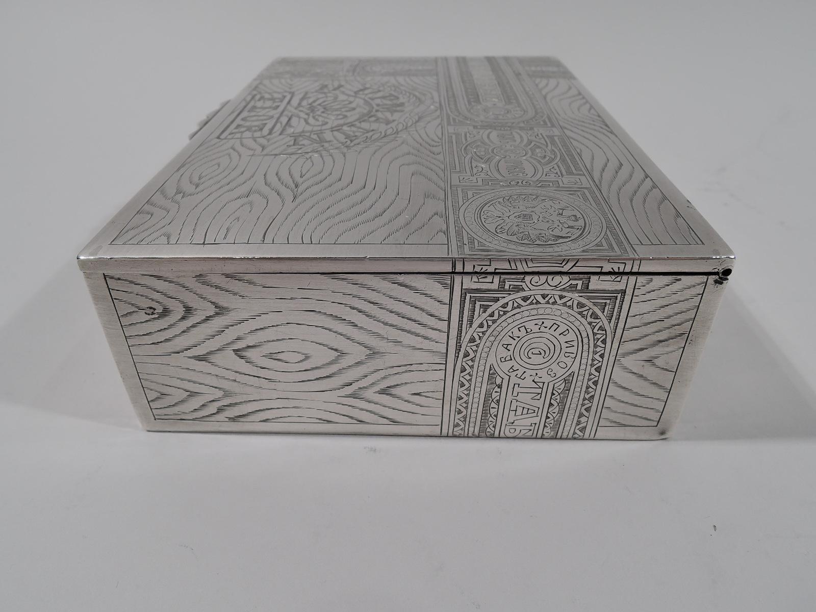 20th Century Antique Russian Silver Novelty Trompe-l’Oeil Box for Cuban Cigars