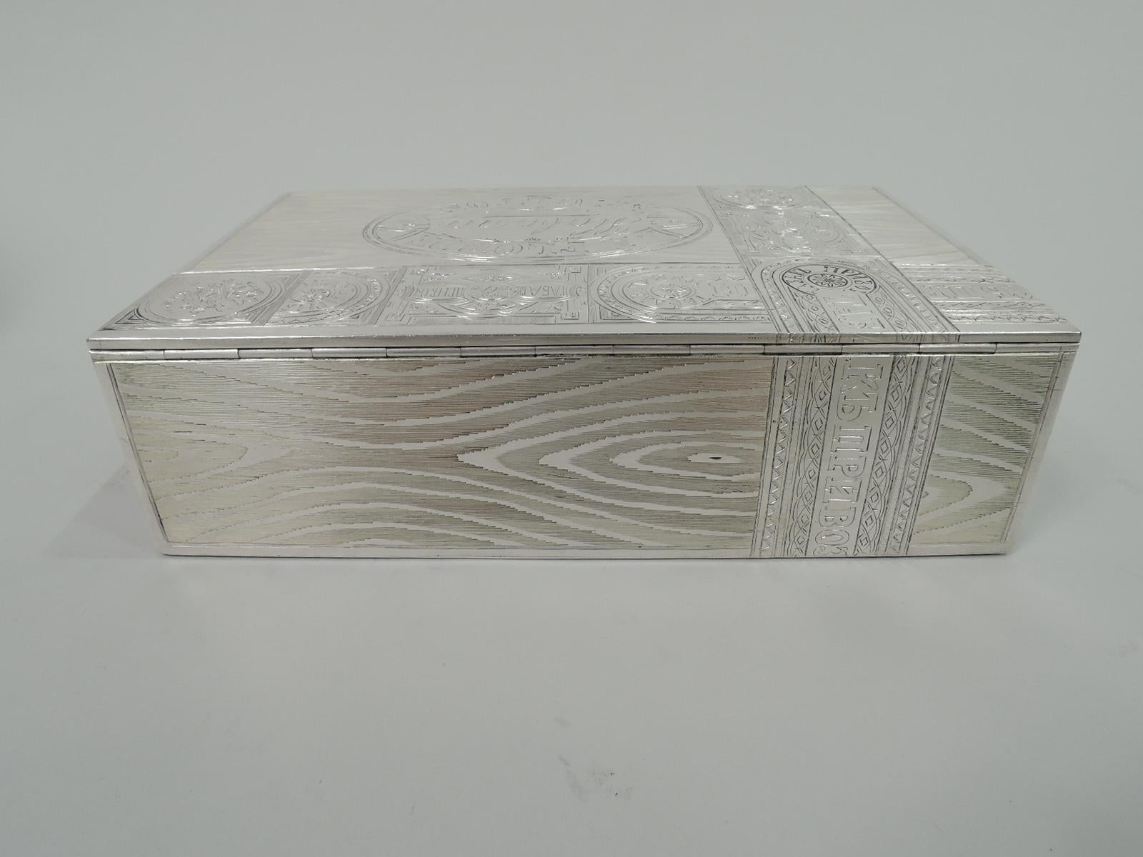 20th Century Antique Russian Silver Novelty Trompe-l’Oeil Flor de Habana Cigar Box