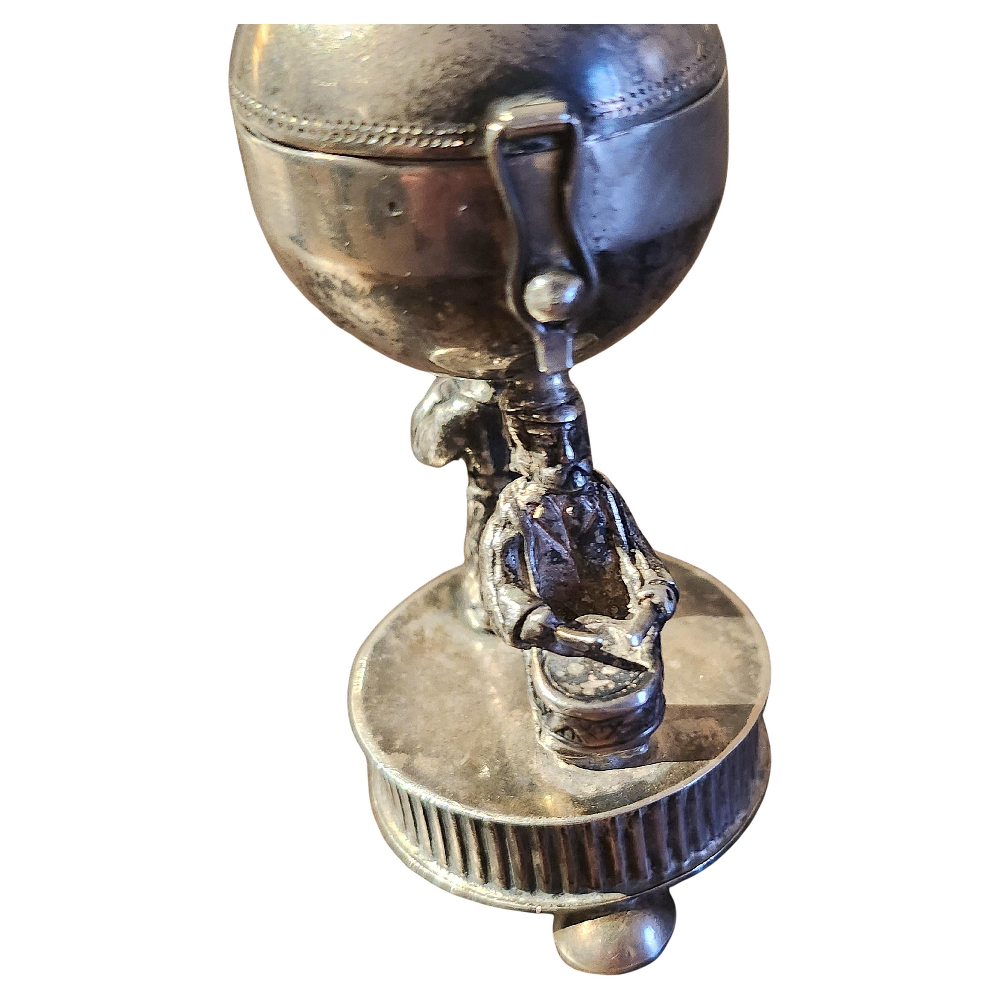 Antique imperial russian era 1873.c silver salt shaker topped with a peridot gem stone 7.5cm lenght hall marked 84 initial maker mark and assayer maker mark 