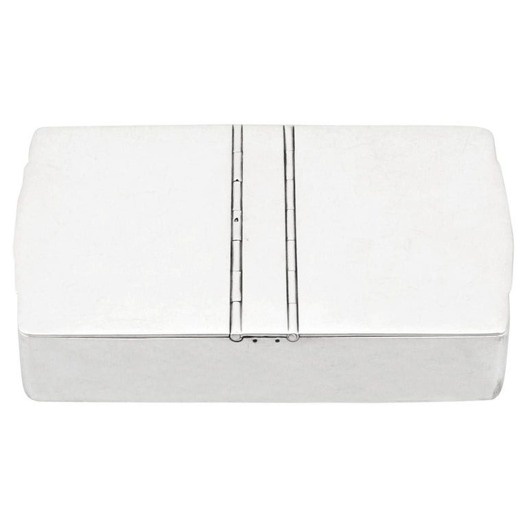 Currier and Roby Sterling Silver Round Stamp Dispenser Box with Monogram  For Sale at 1stDibs