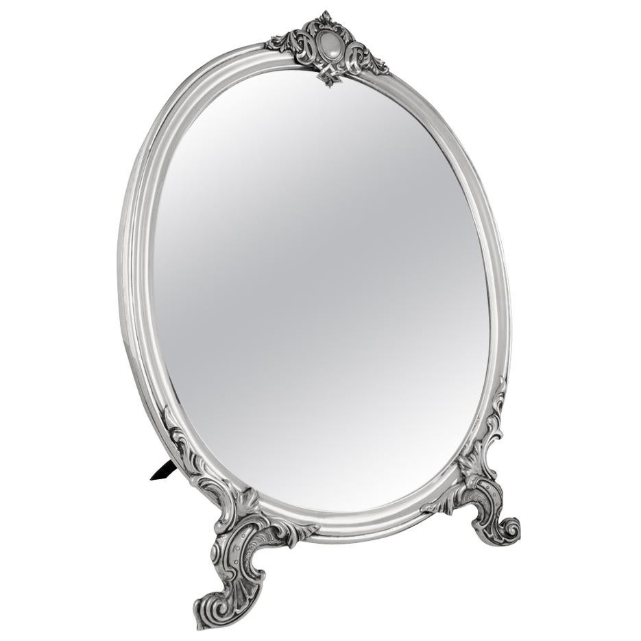 Antique Russian Silver Table Mirror For Sale