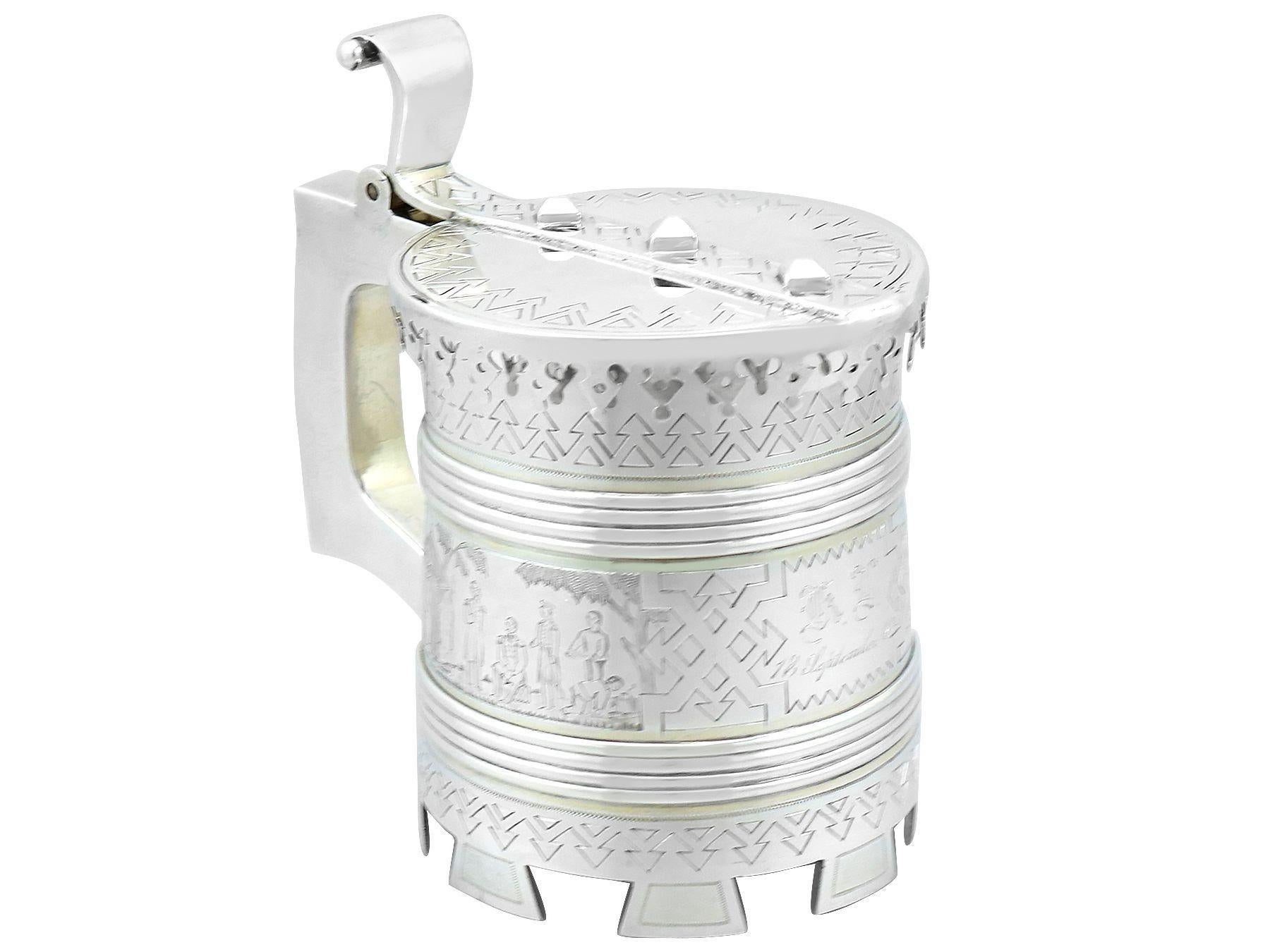 Late 19th Century Antique Russian Silver Tankard For Sale