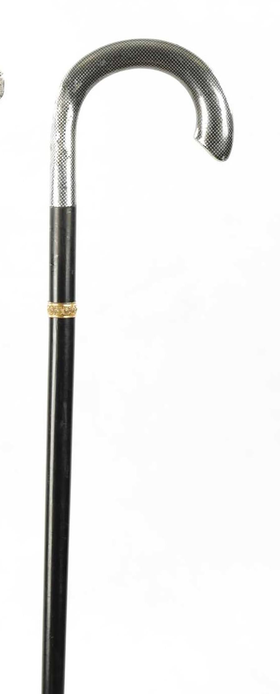 Antique Russian Silver Walking Cane Stick Circa 1880 In Good Condition In London, GB
