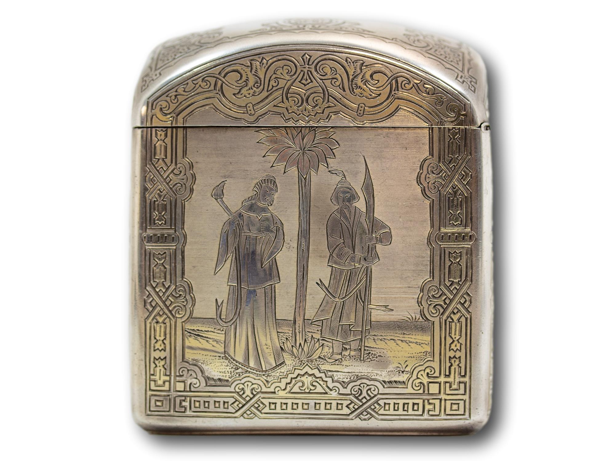 Gilt Antique Russian Solid Silver Chinoiserie Tea Caddy For Sale