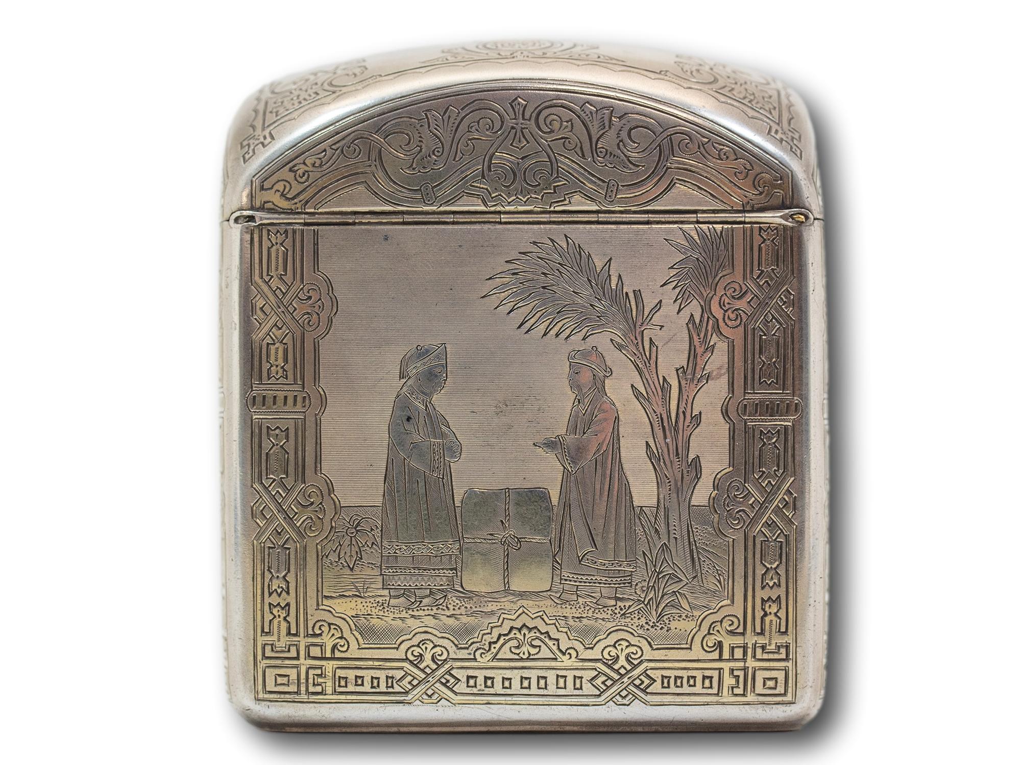 Antique Russian Solid Silver Chinoiserie Tea Caddy In Good Condition For Sale In Northampton, GB