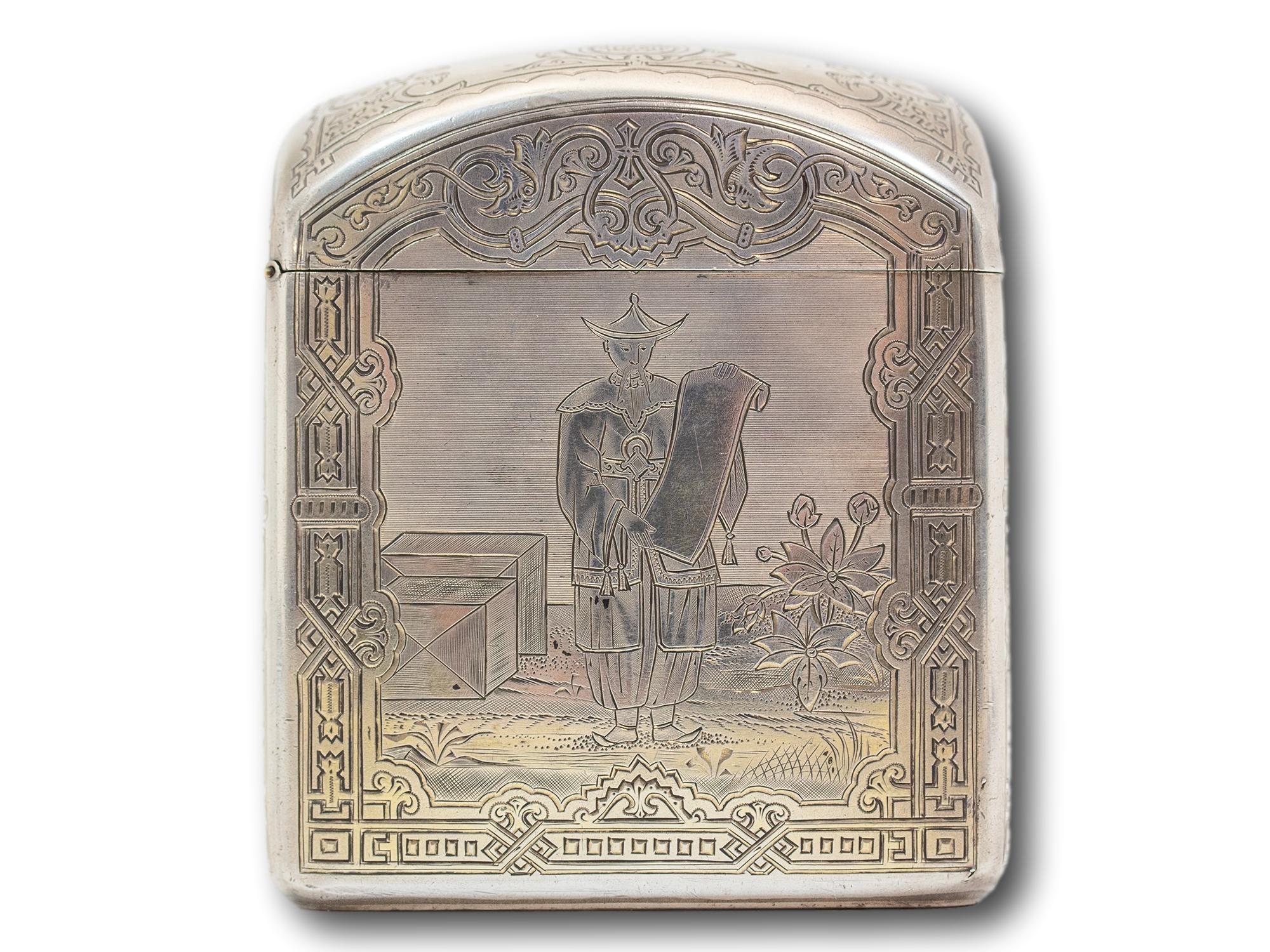 18th Century Antique Russian Solid Silver Chinoiserie Tea Caddy For Sale