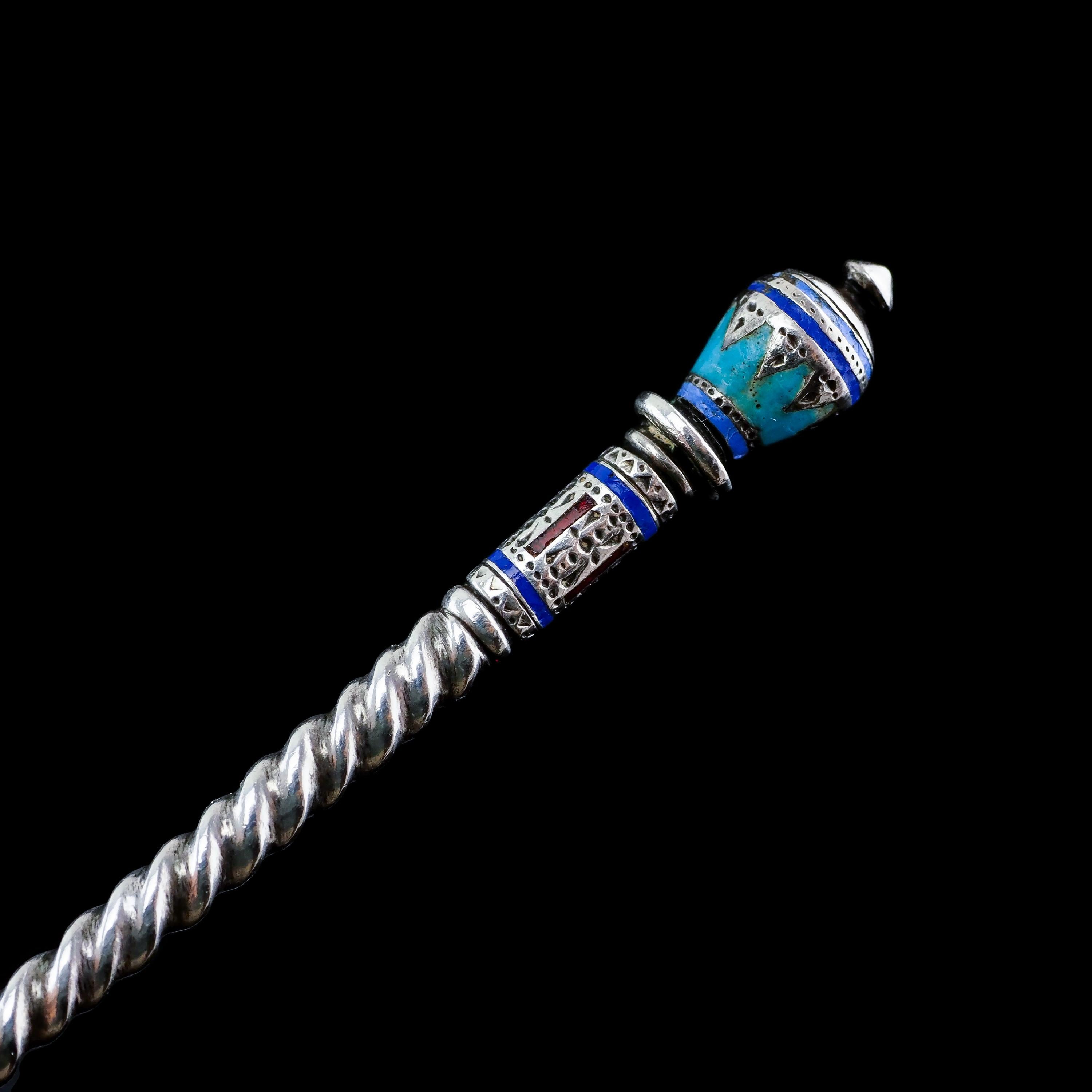 Antique Russian Solid Silver Plique a Jour Champleve Enamel Spoon 13