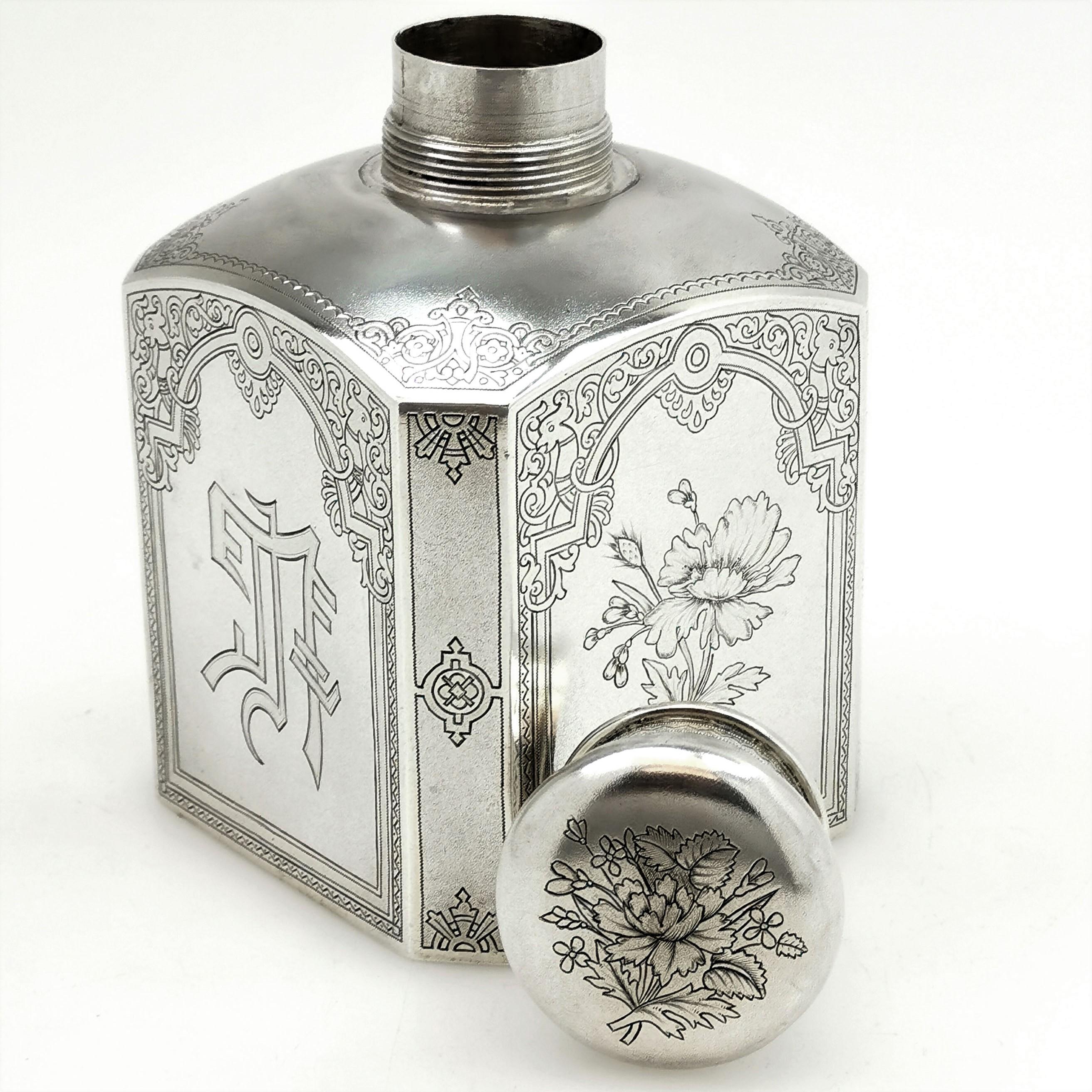 Antique Russian Solid Silver Tea Caddy Box circa 1895 Chinoiserie Style 3