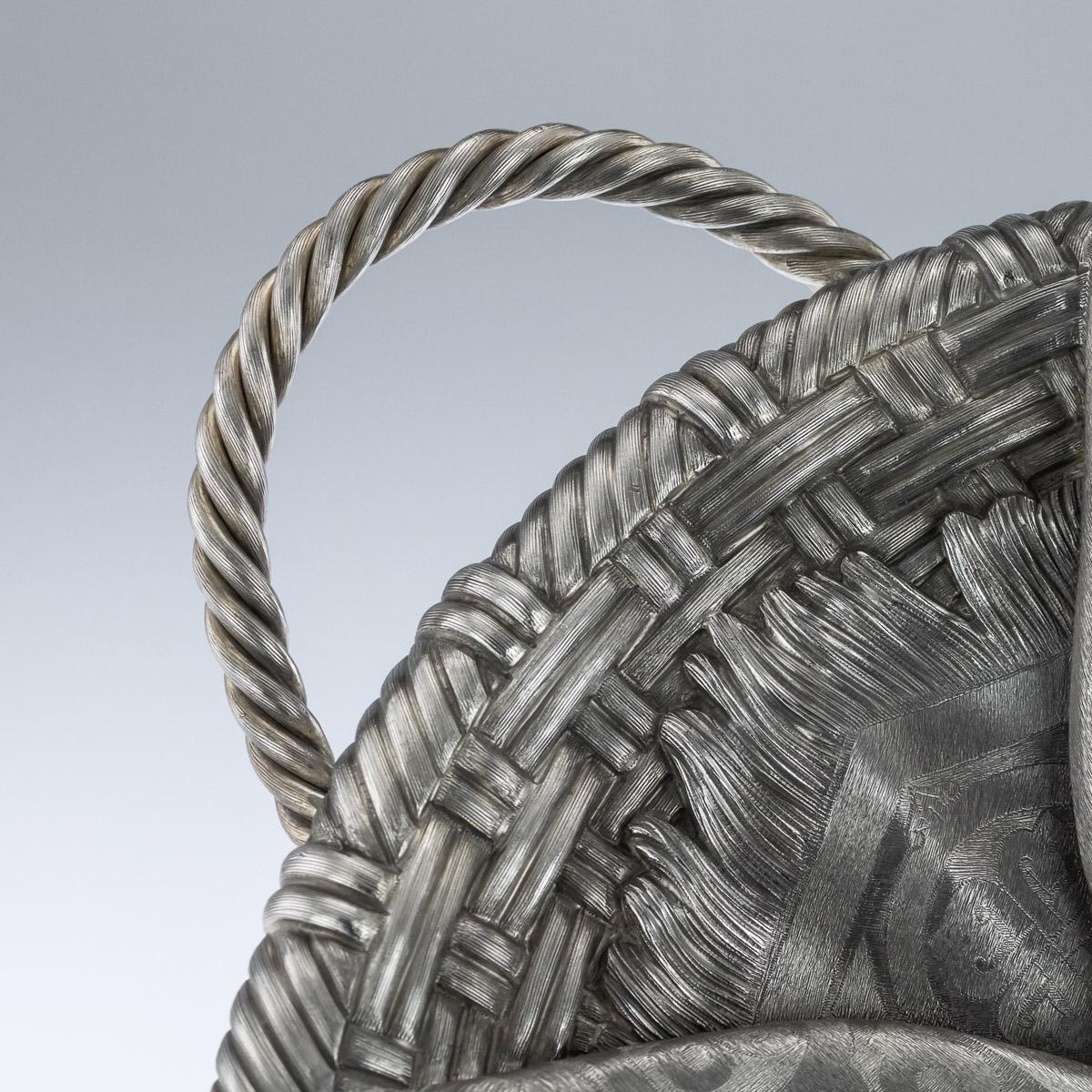 19th Century Antique Russian Solid Silver Trompe L'Oeil Basket, Ovchinnikov, circa 1885