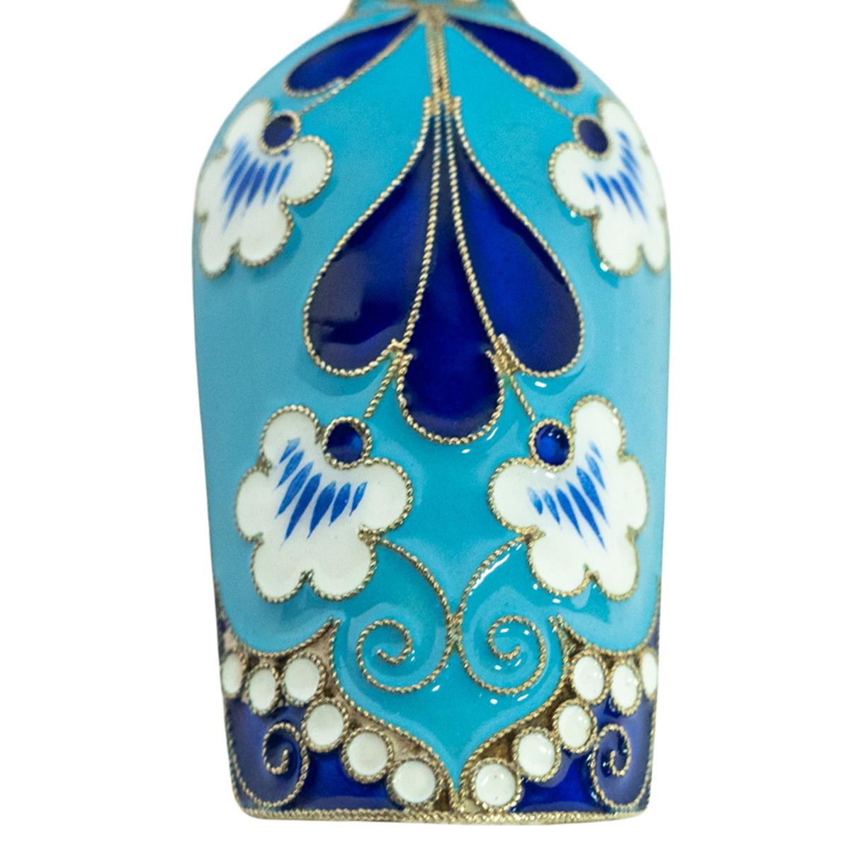 Antique Russian Soviet Era Silver Gilt Cloisonne Enamel Tea Caddy Spoon Moscow For Sale 3