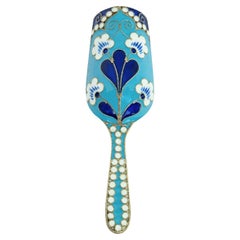 Antique Russian Soviet Era Silver Gilt Cloisonne Enamel Tea Caddy Spoon Moscow