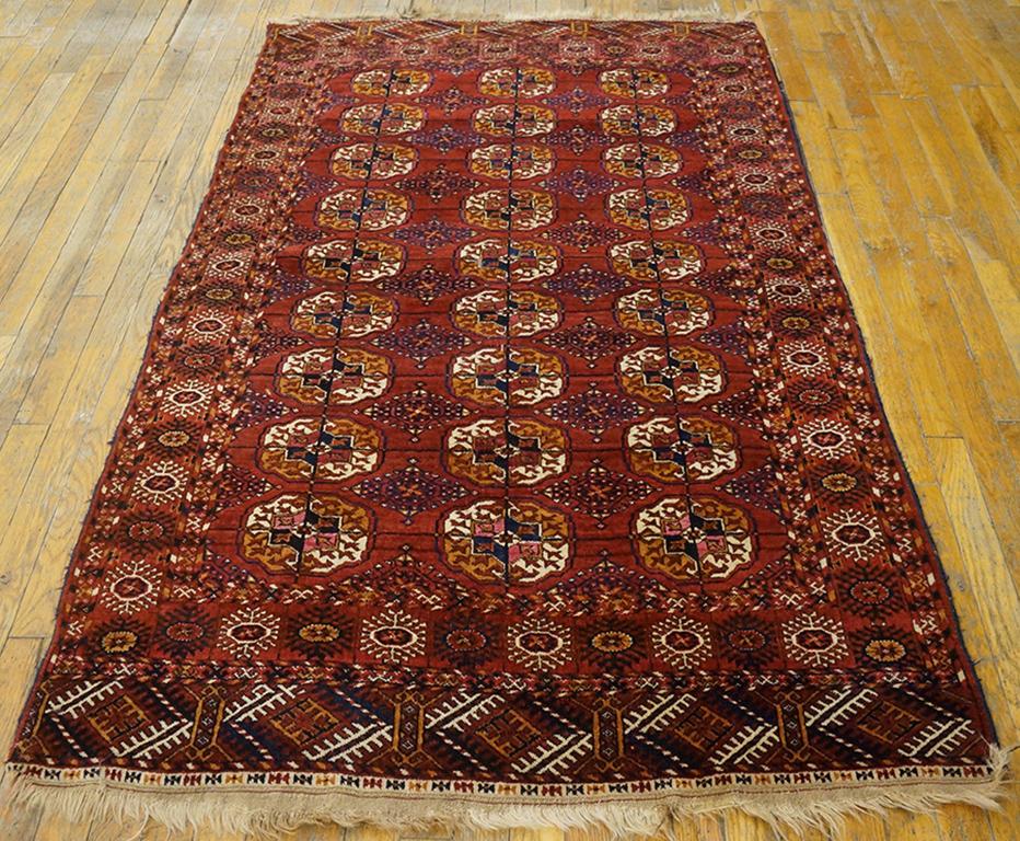 Antique Russian Tekke Turkman rug from 1920s ( 3' 6
