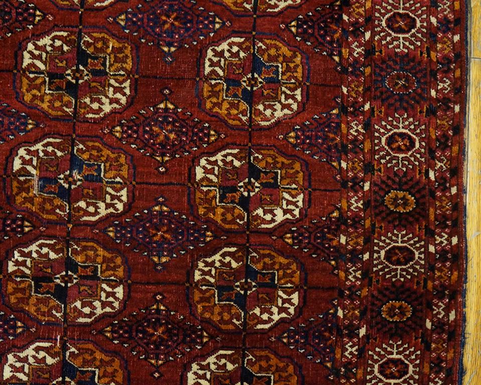 Wool Antique Russian Tekke Turkman Rug from 1920s For Sale