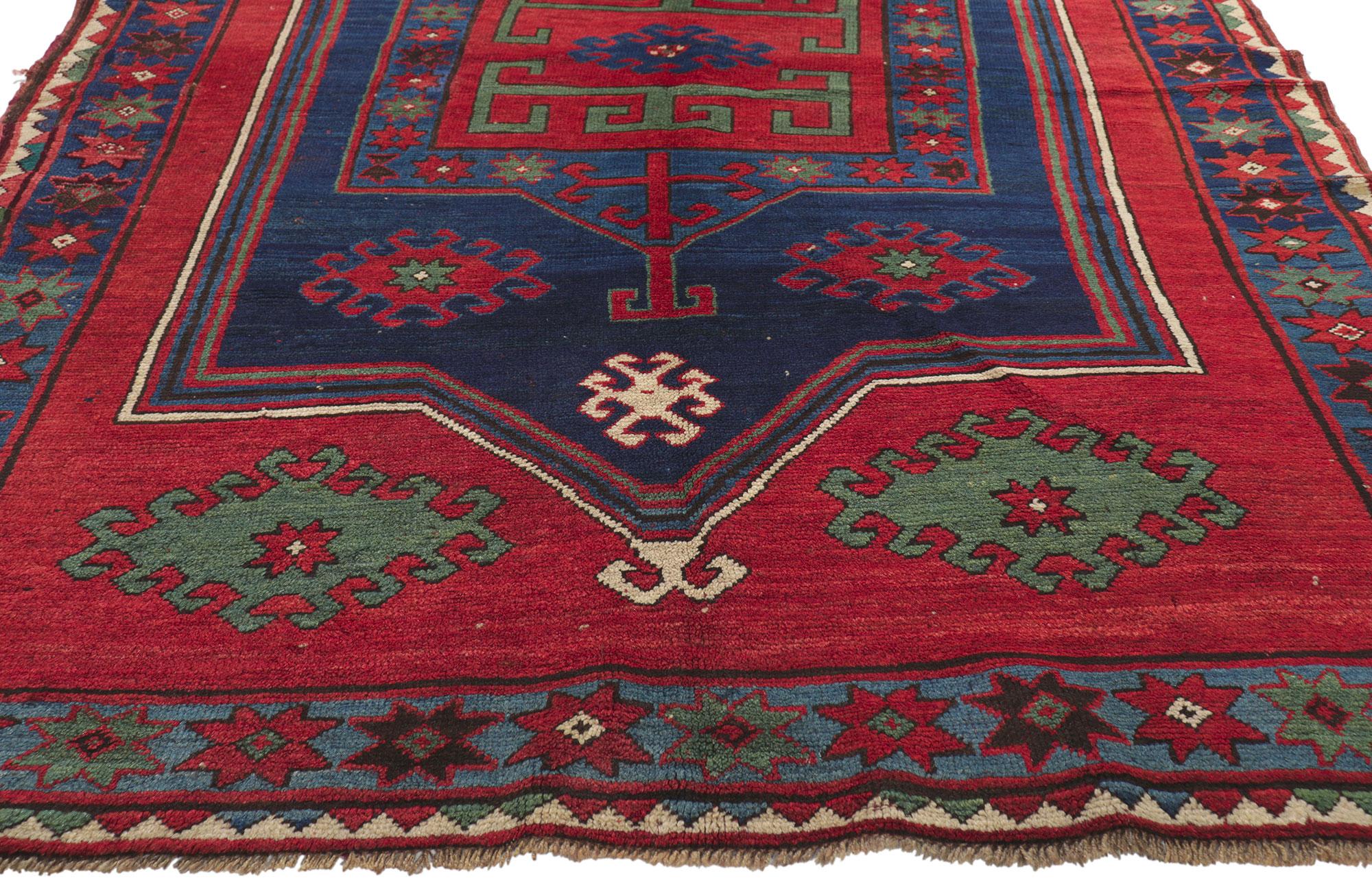 20th Century Antique Red Caucasian Kazak Rug For Sale