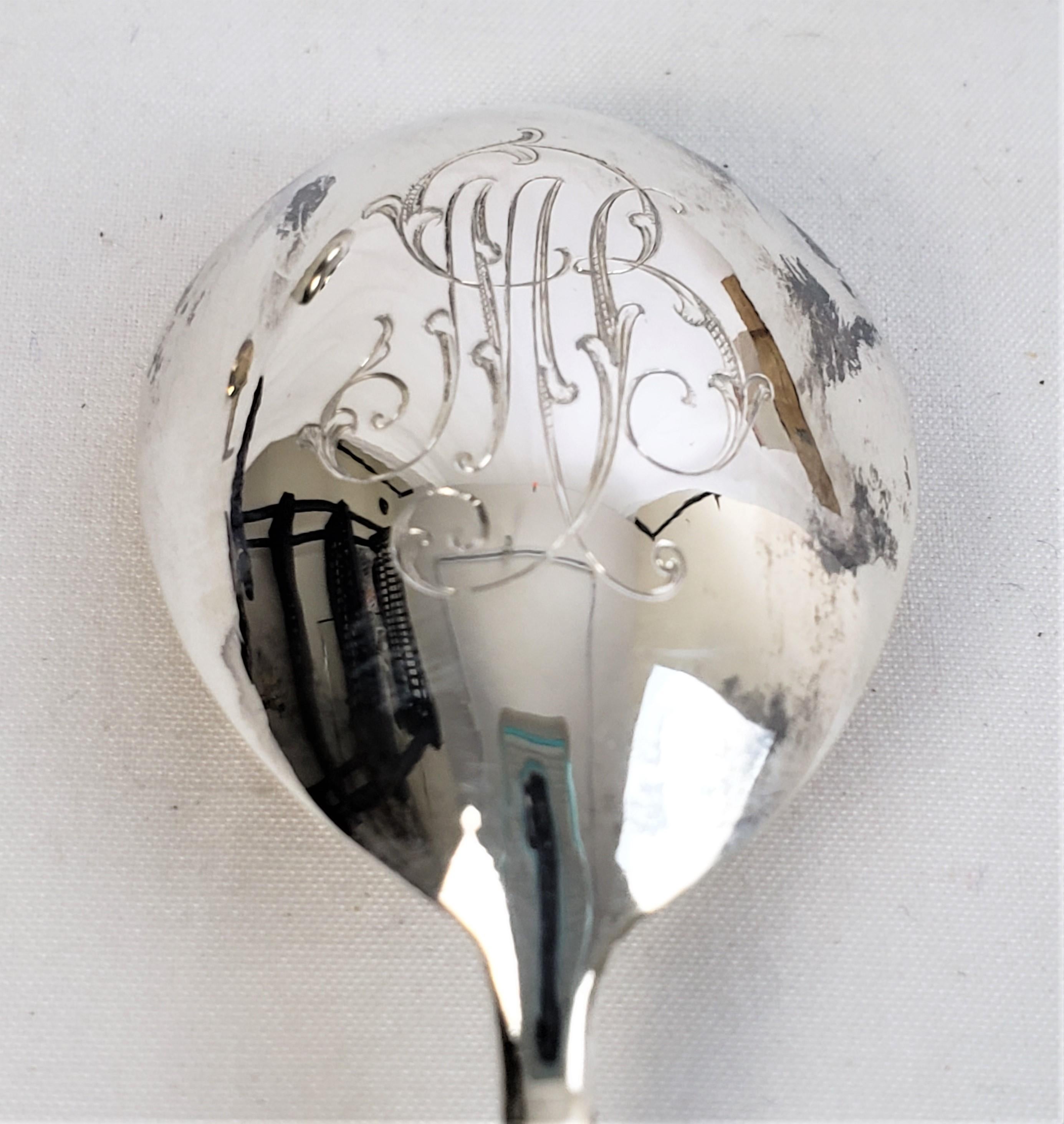 Antique Russian Tsarist .888 Silver Serving Spoon & Open Salt Cellar & Spoon Set For Sale 4