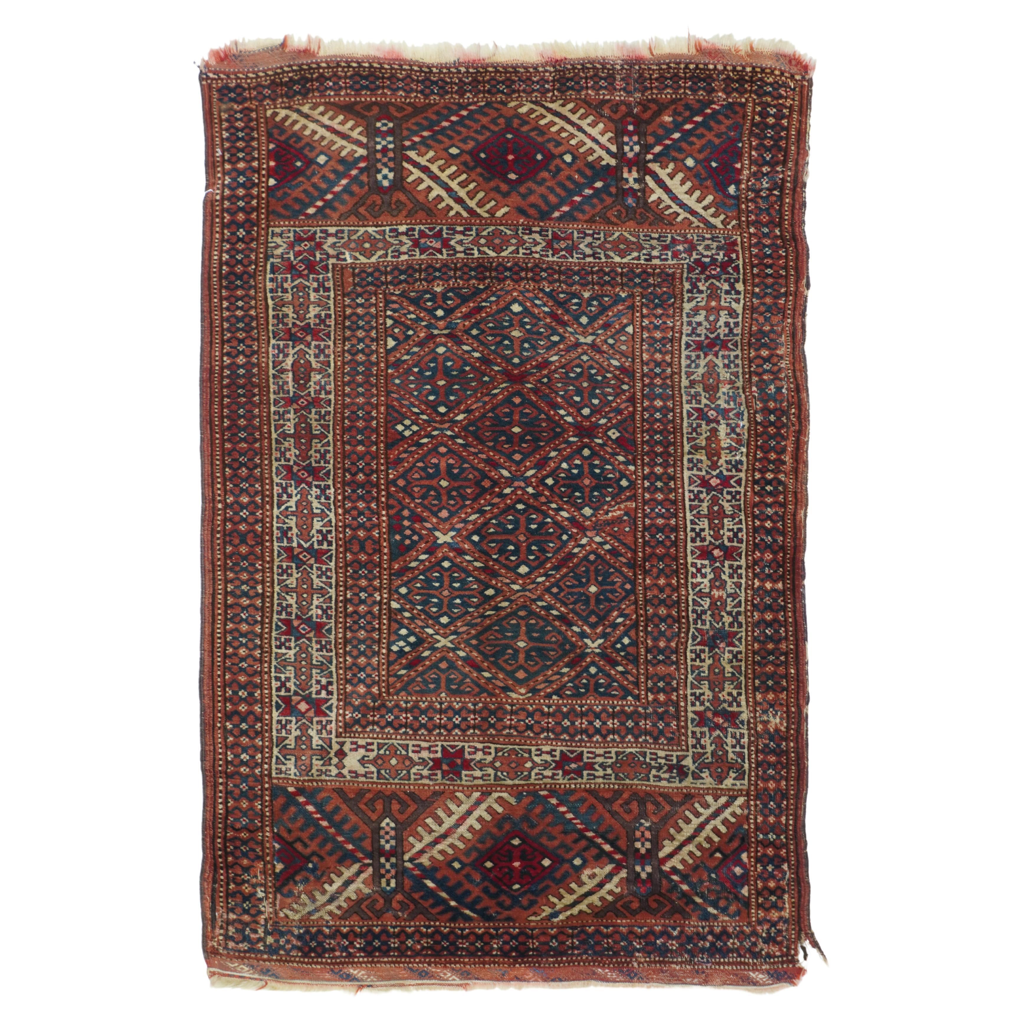 Antique Russian Turkeman Rug For Sale