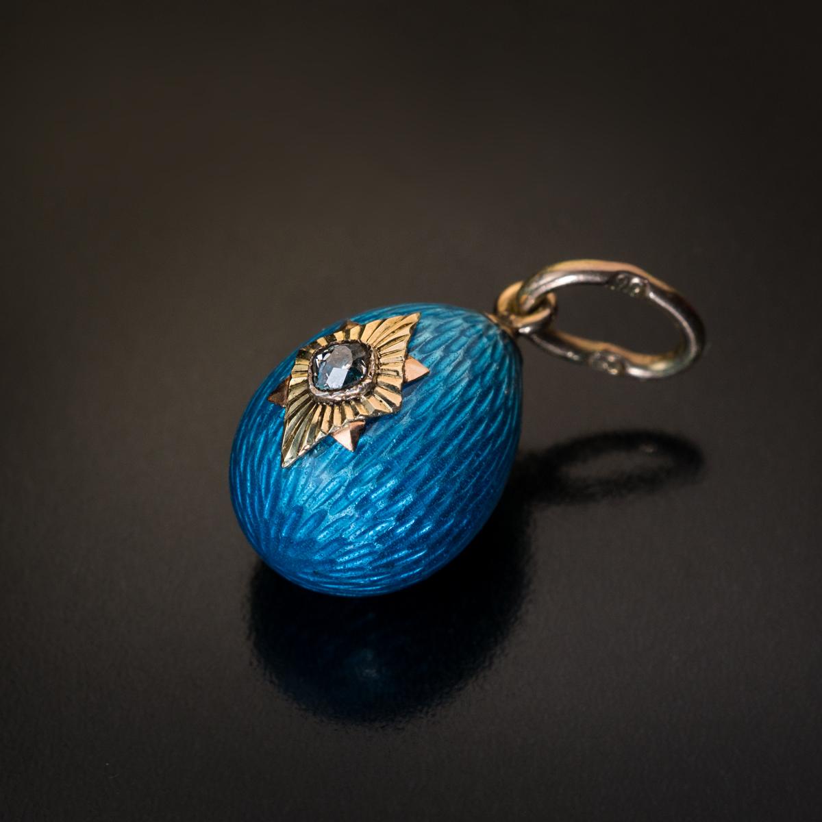 russian enamel egg pendant