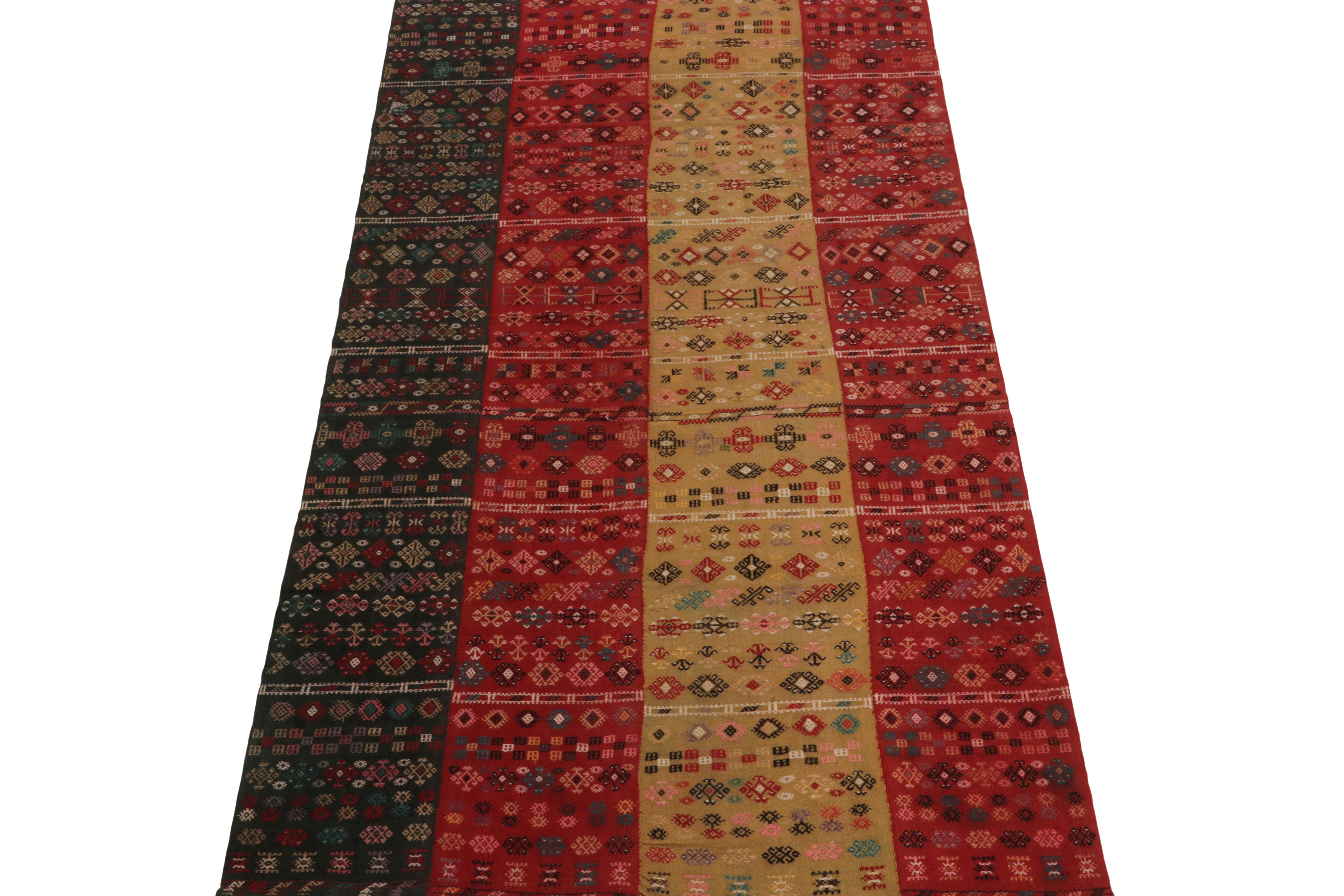 Tribal Antique Russian Verneh kilim in Red, Beige Geometric Patterns by Rug & Kilim For Sale