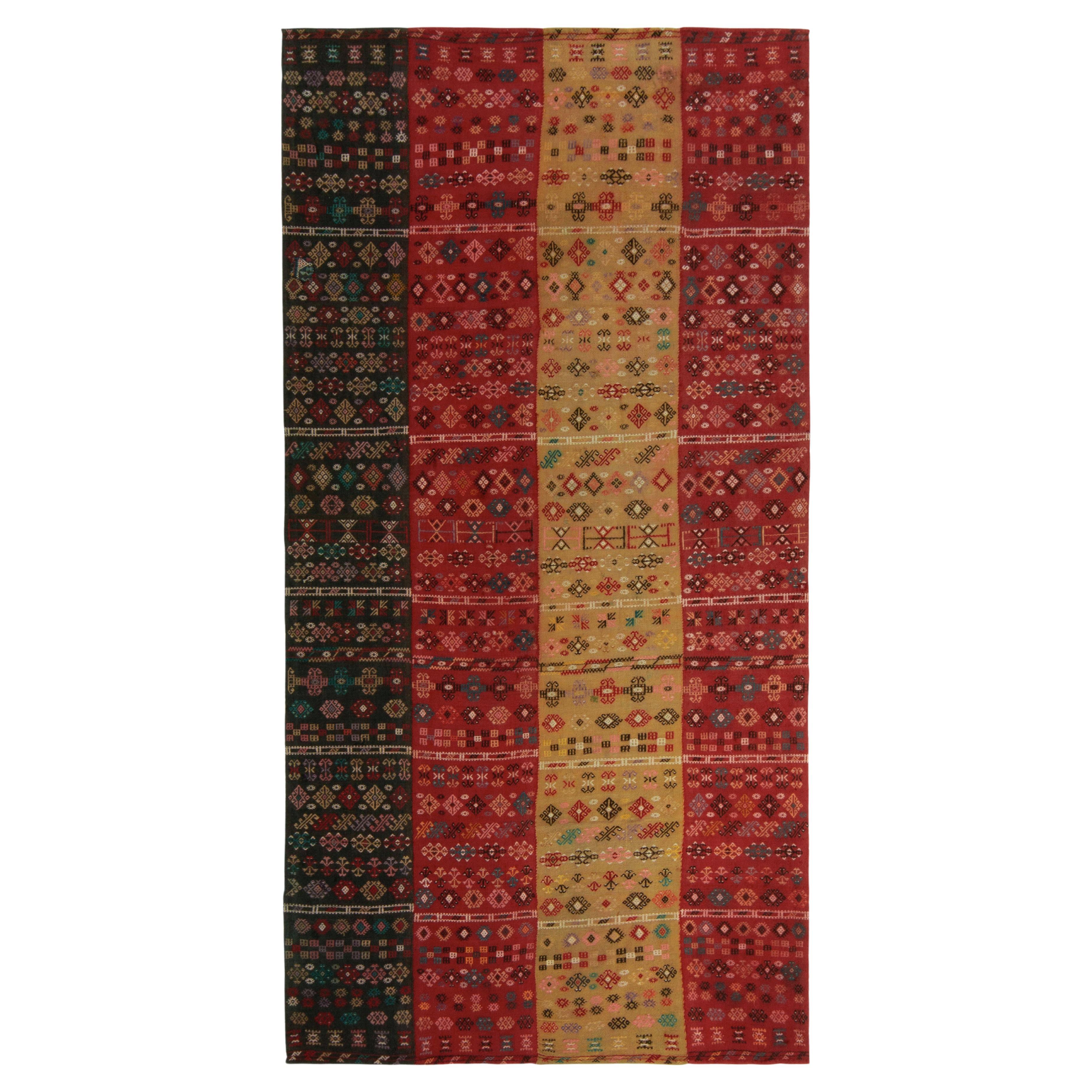 Antique Russian Verneh kilim in Red, Beige Geometric Patterns by Rug & Kilim For Sale