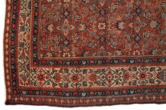 Antique Vintage Rust and Ivory Persian Floral Malayer Area Rug, circa 1910-1920s