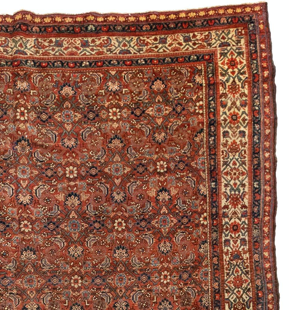 Antike Vintage Rust und Elfenbein Persian Floral Malayer Area Rug:: circa 1910-1920s (Handgeknüpft) im Angebot