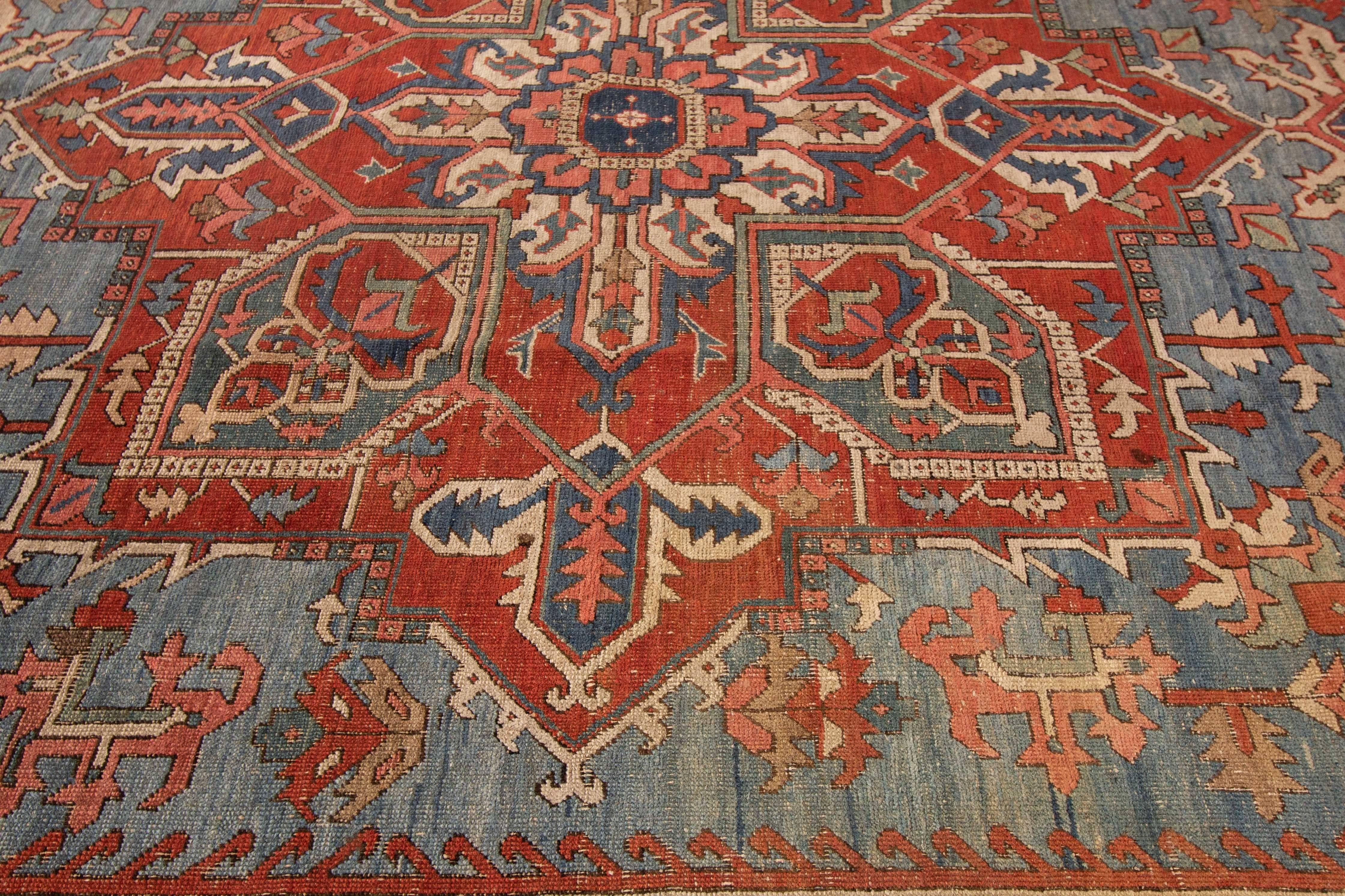 teal and rust rug