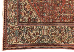 Antique Rust and Ivory Persian Geometric Malayer Rug circa 1930s