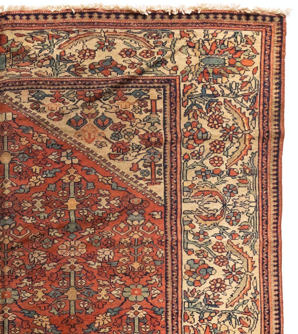 Hand-Knotted Antique Rust and Ivory Persian Geometric Malayer Rug circa 1930s For Sale