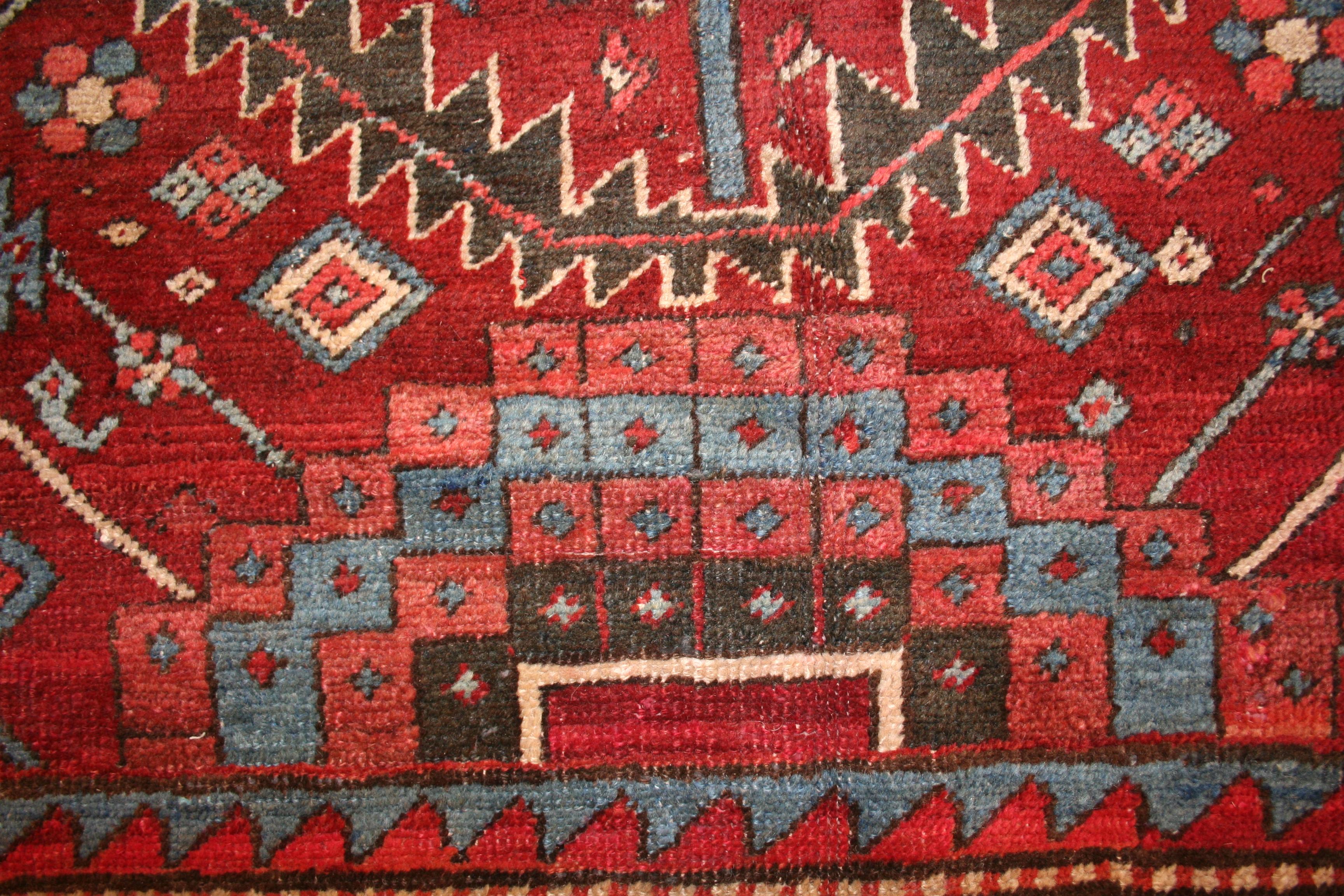 Azerbaijani Antique Rust Red Heriz Rug with All-Over Design of Stylised Leafs and Palmettes For Sale