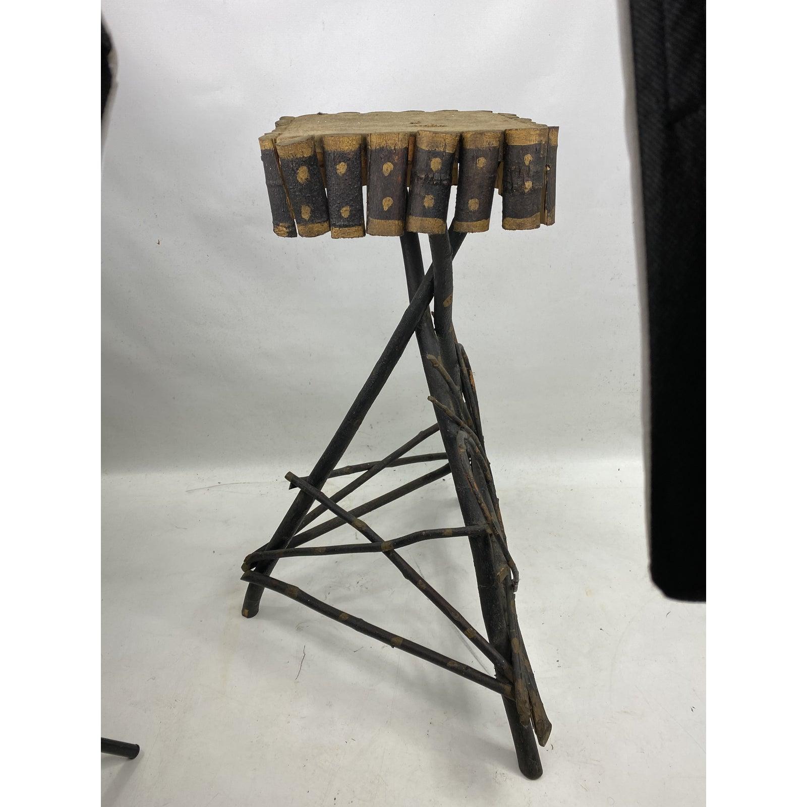 Folk Art Antique Rustic Adirondack Twig Plant Stand
