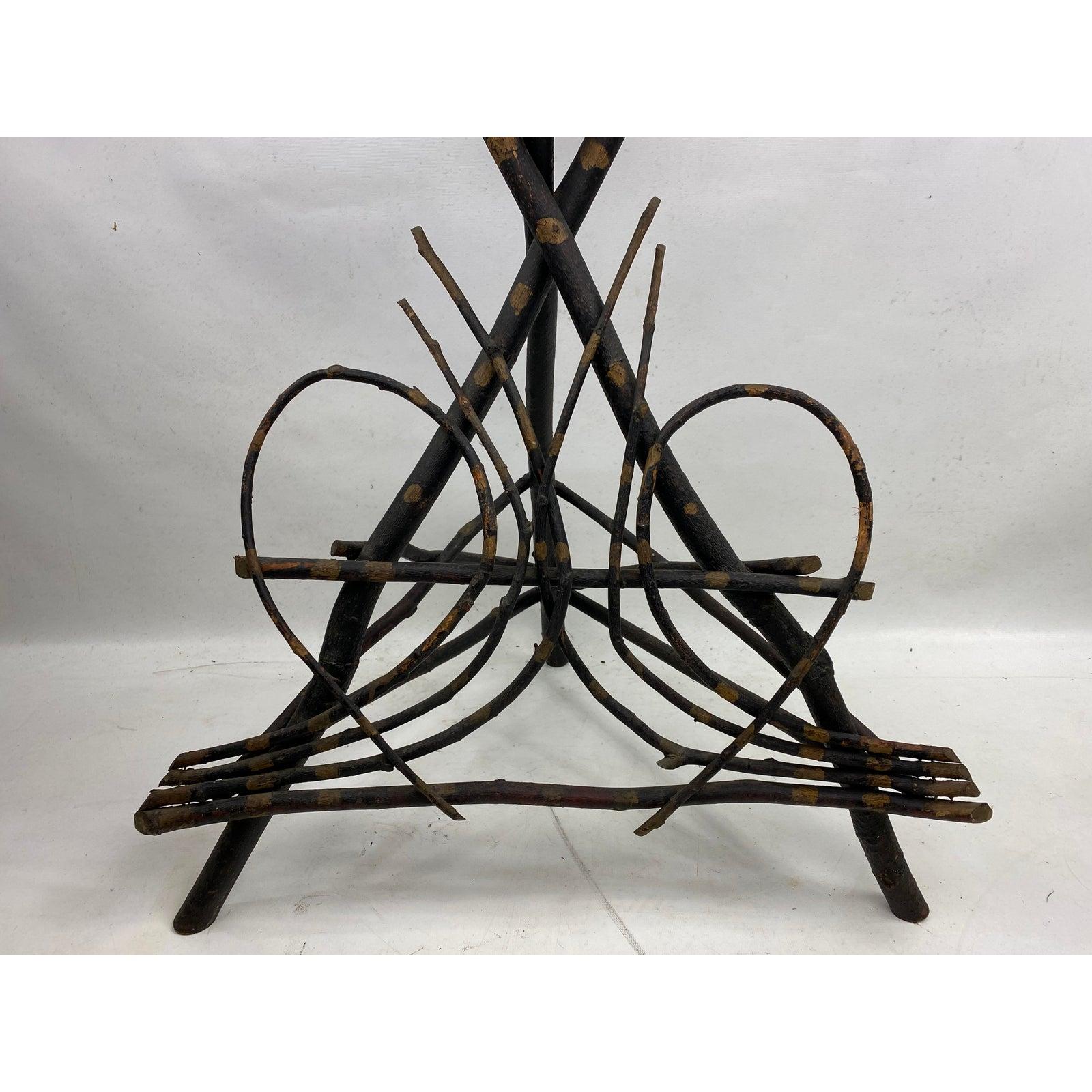 Antique Rustic Adirondack Twig Plant Stand In Good Condition In Esperance, NY