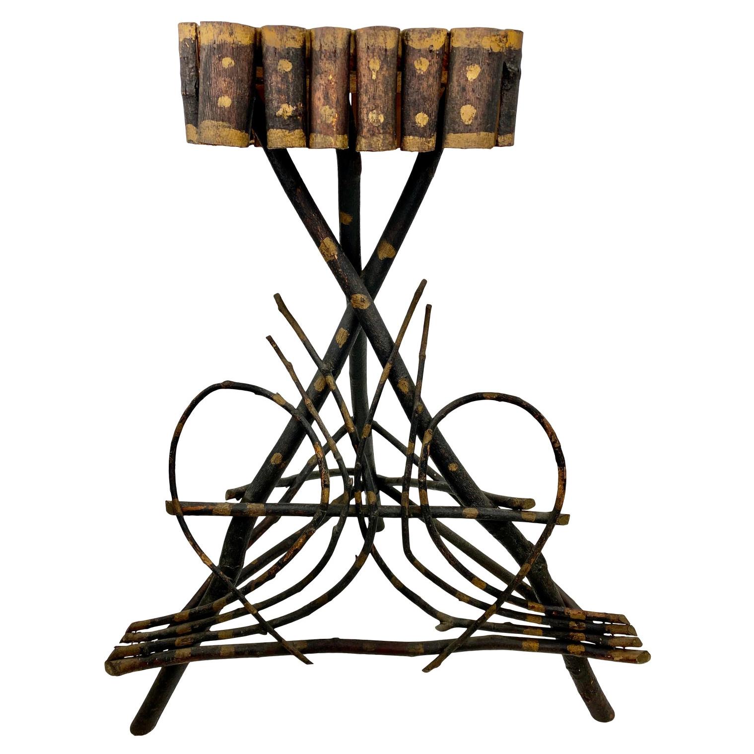 Antique Rustic Adirondack Twig Plant Stand For Sale